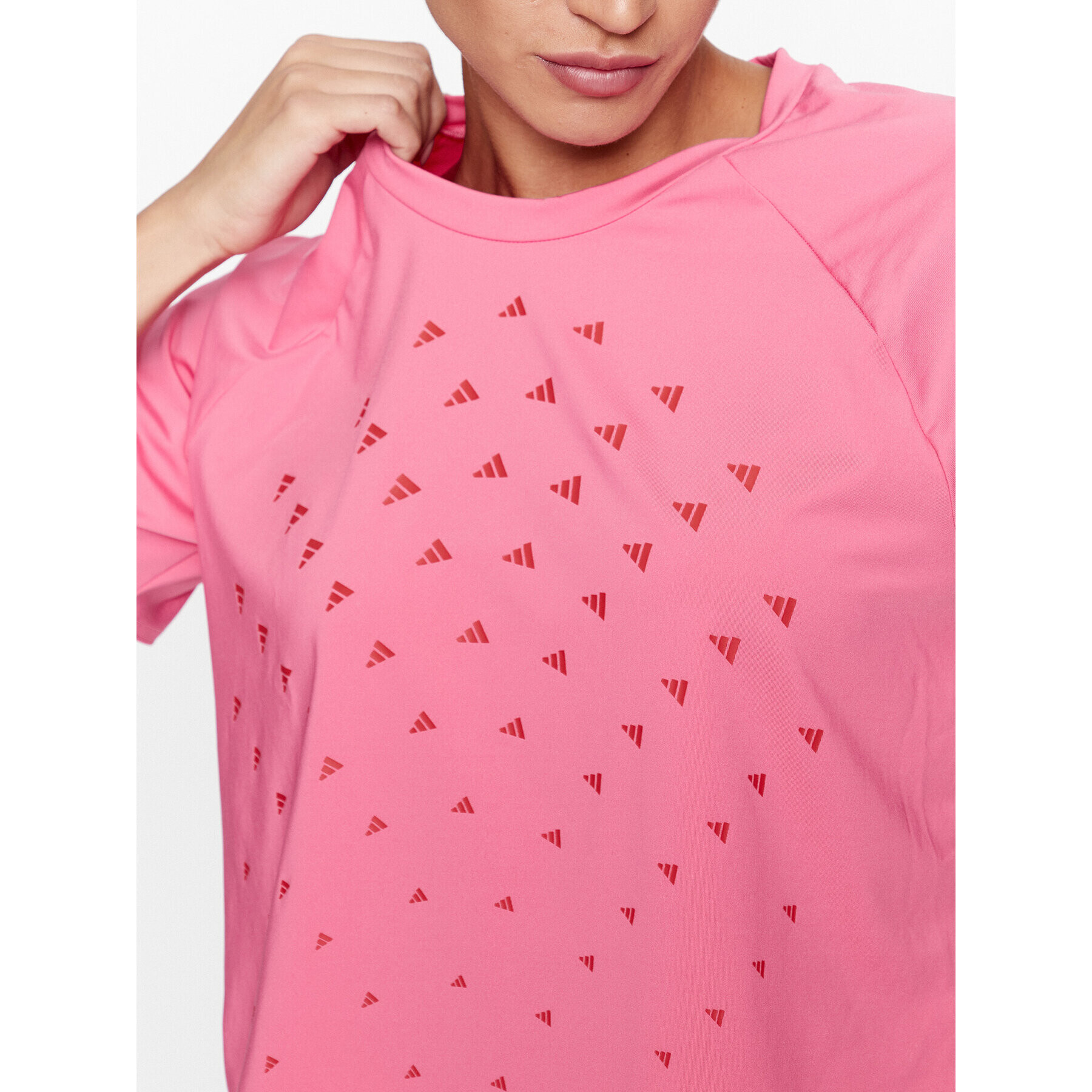 adidas Tricou tehnic BLUV Print Performance IL9578 Roz Loose Fit - Pled.ro