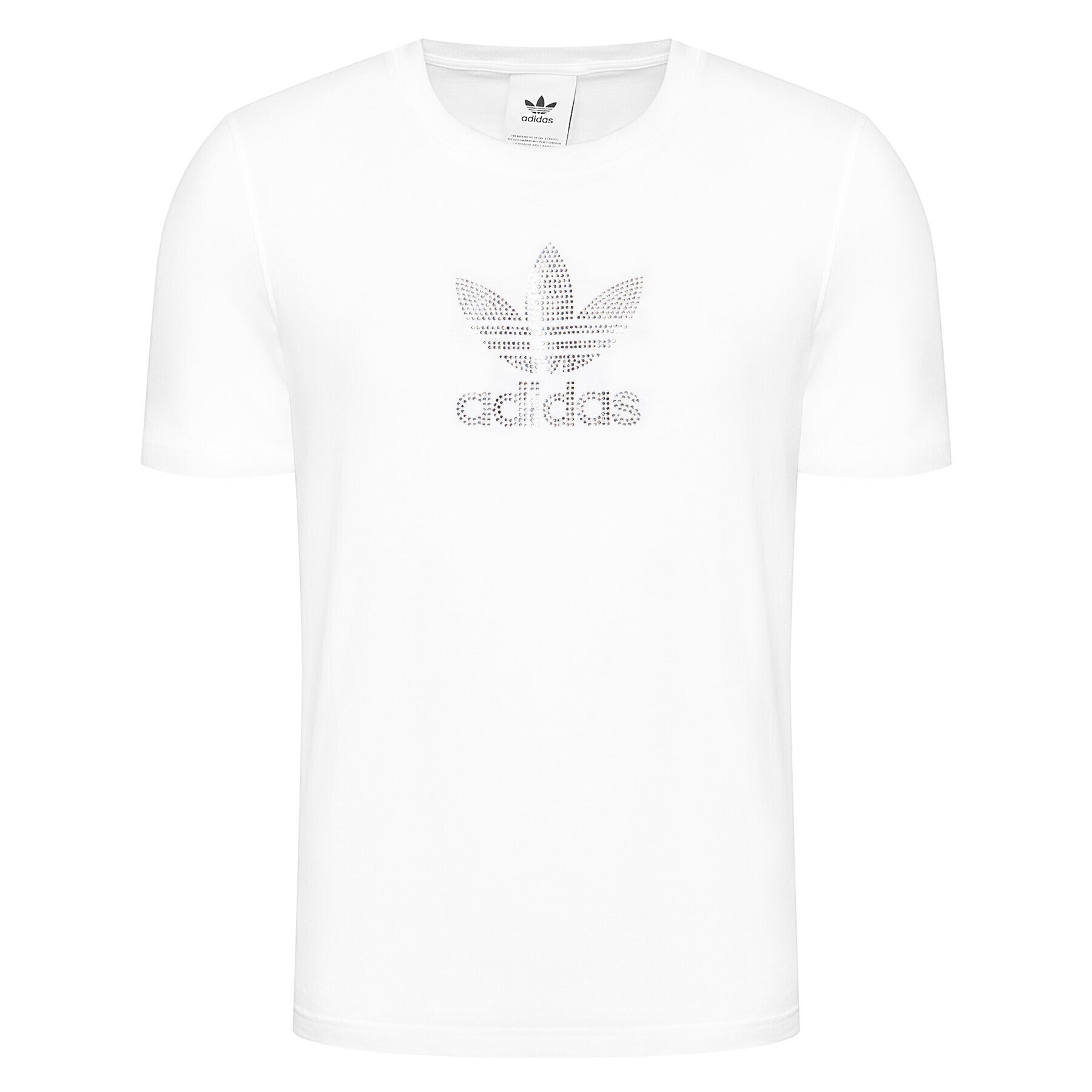 adidas Tricou Trefoil Rhinestone GN3647 Alb Standard Fit - Pled.ro