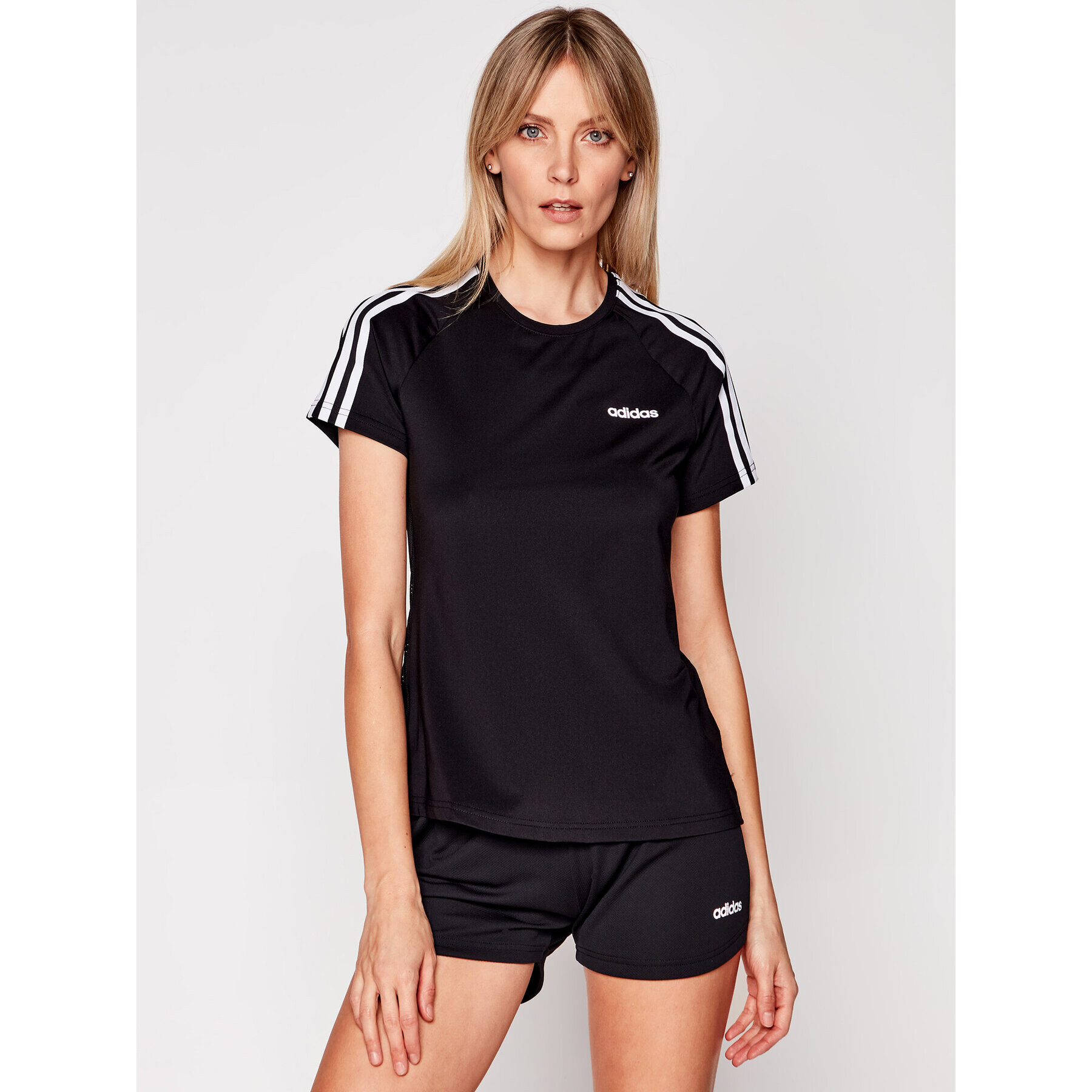 adidas Performance adidas Tricou W D2M 3S Tee DU2073 Negru Regular Fit - Pled.ro