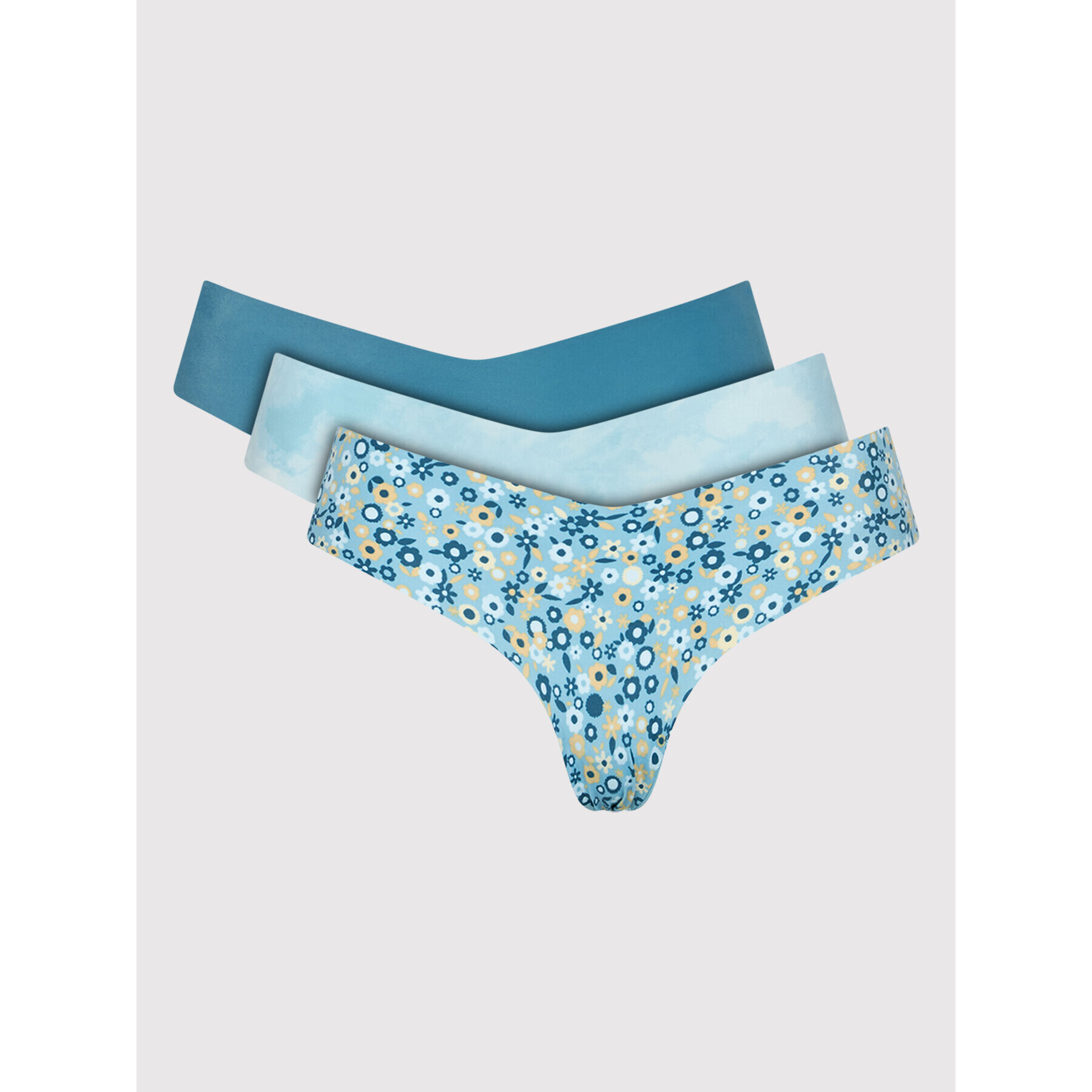 aerie Set 3 perechi de chiloți tanga 077-8445-7357 Albastru - Pled.ro