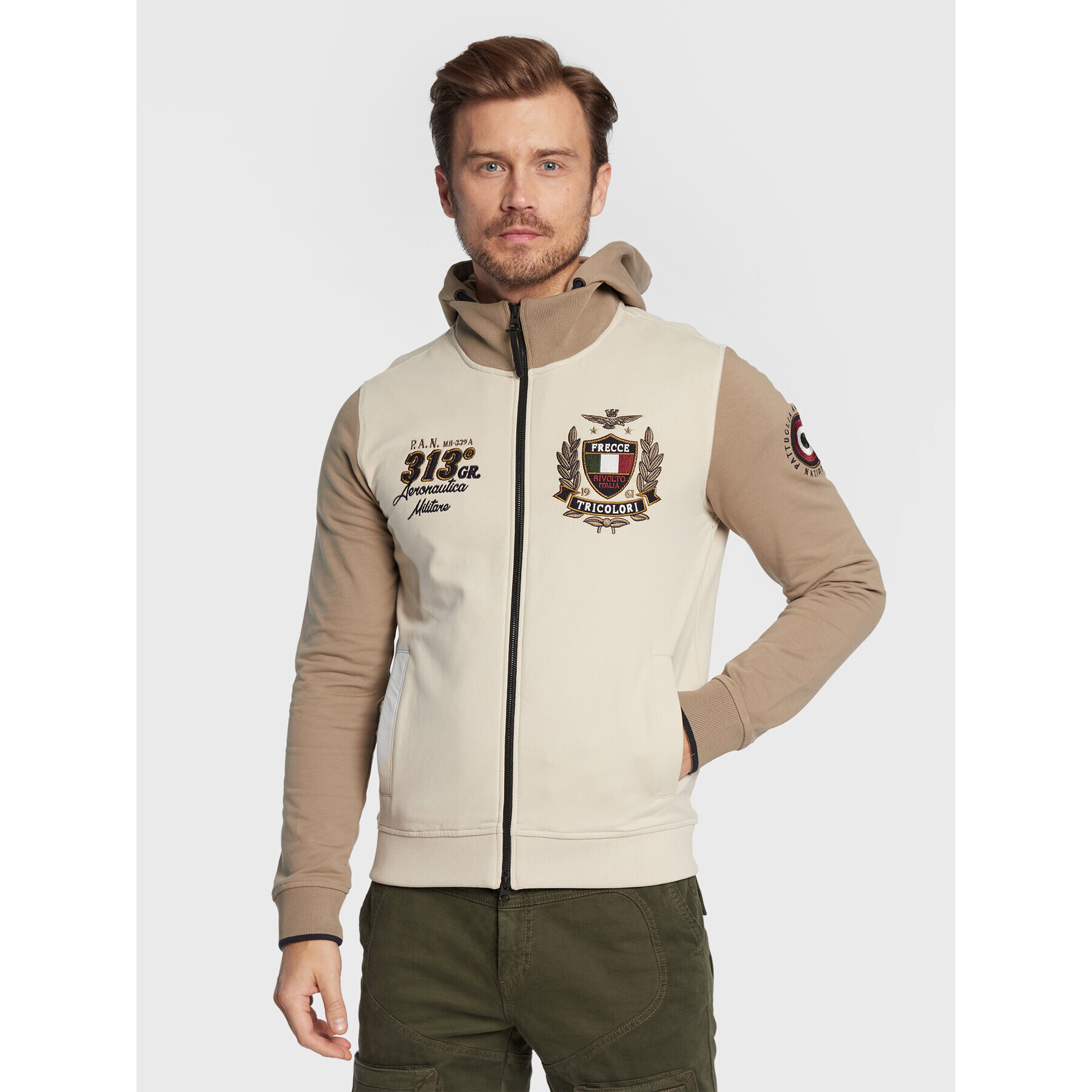 Aeronautica Militare Bluză 222FE1723F418 Bej Regular Fit - Pled.ro