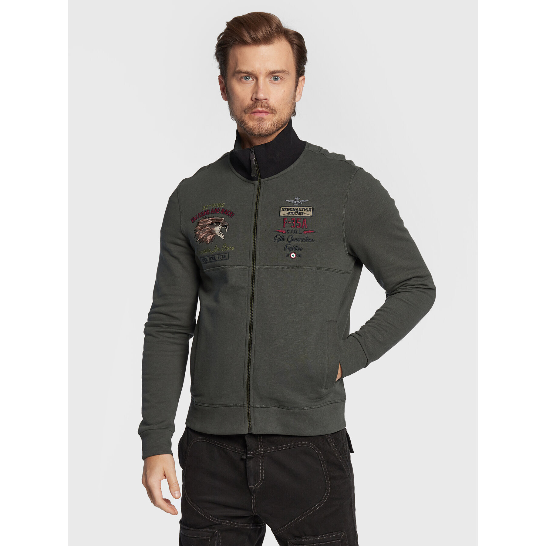 Aeronautica Militare Bluză 222FE1726F482 Verde Regular Fit - Pled.ro