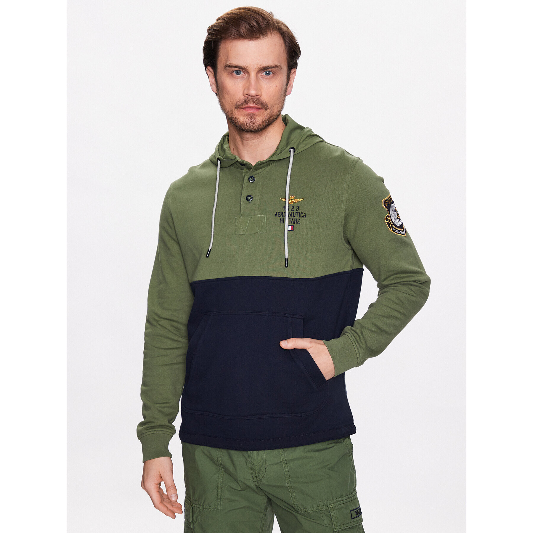 Aeronautica Militare Bluză 231FE1750F488 Verde Regular Fit - Pled.ro