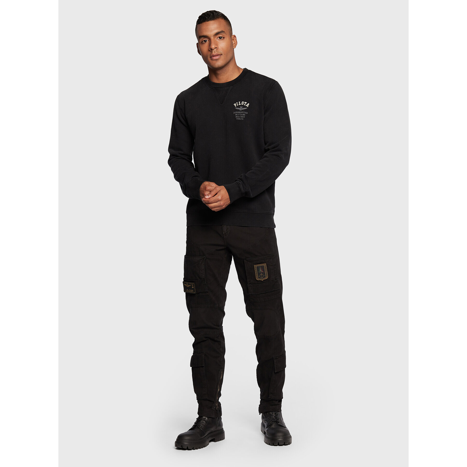 Aeronautica Militare Bluză 222FE1718F478 Negru Regular Fit - Pled.ro