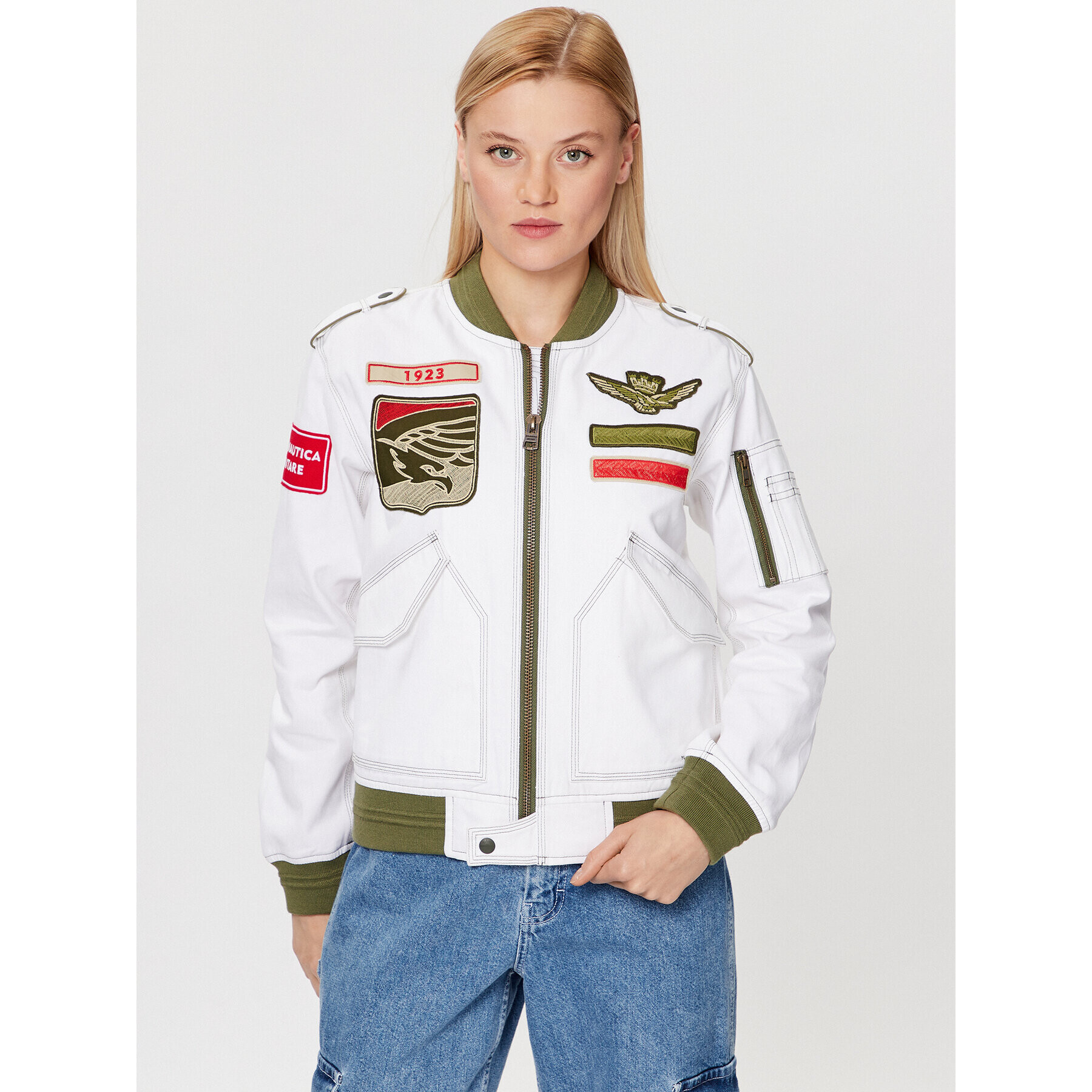 Aeronautica Militare Geacă bomber 231AB2059DCT3084 Alb Regular Fit - Pled.ro