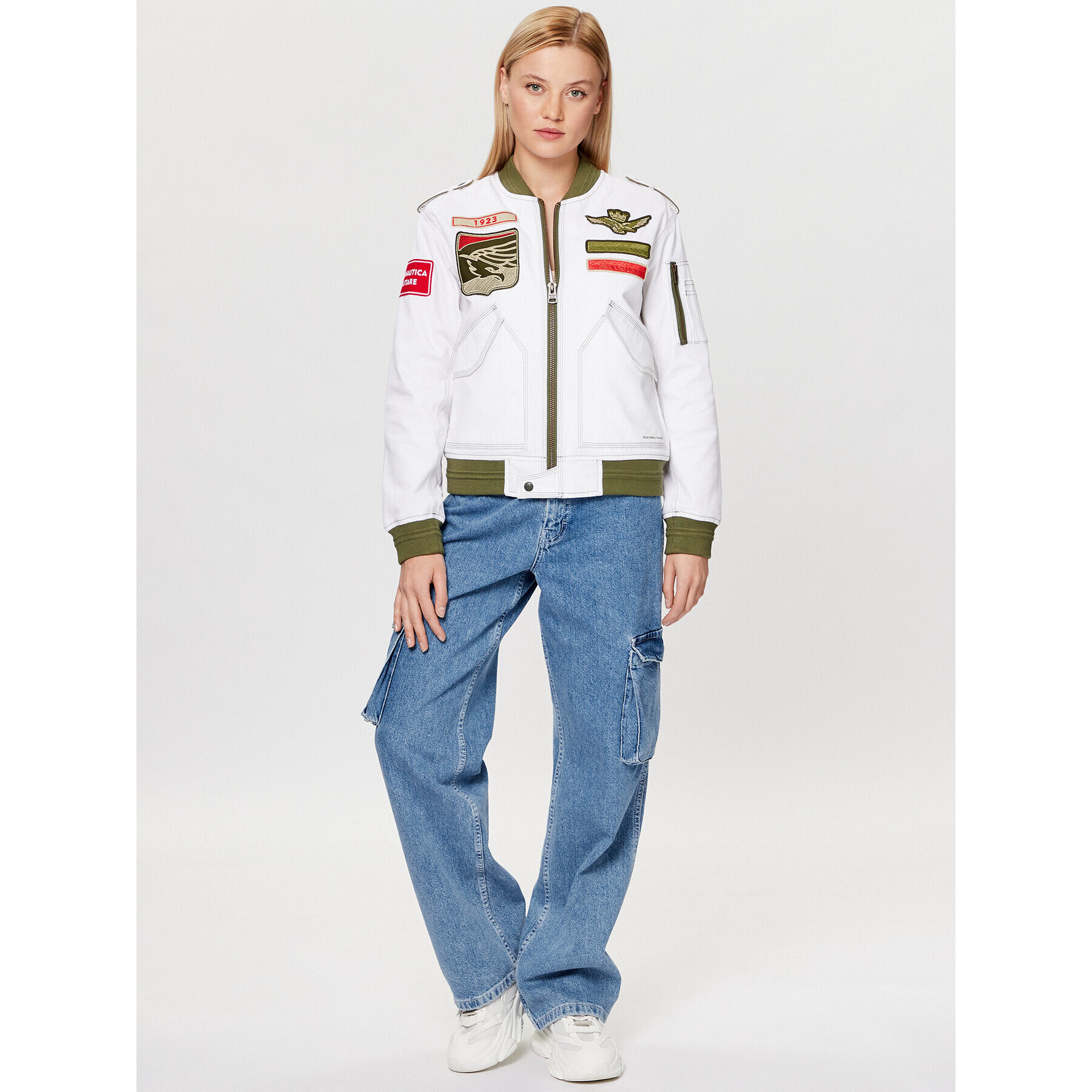 Aeronautica Militare Geacă bomber 231AB2059DCT3084 Alb Regular Fit - Pled.ro