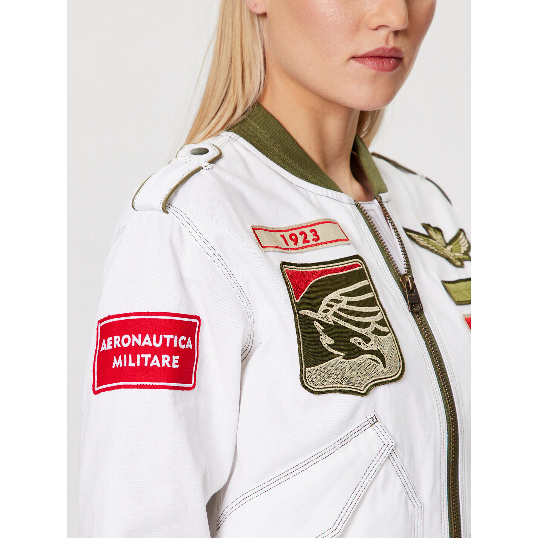 Aeronautica Militare Geacă bomber 231AB2059DCT3084 Alb Regular Fit - Pled.ro