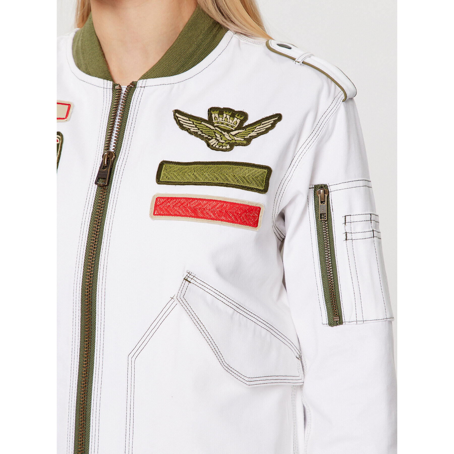 Aeronautica Militare Geacă bomber 231AB2059DCT3084 Alb Regular Fit - Pled.ro