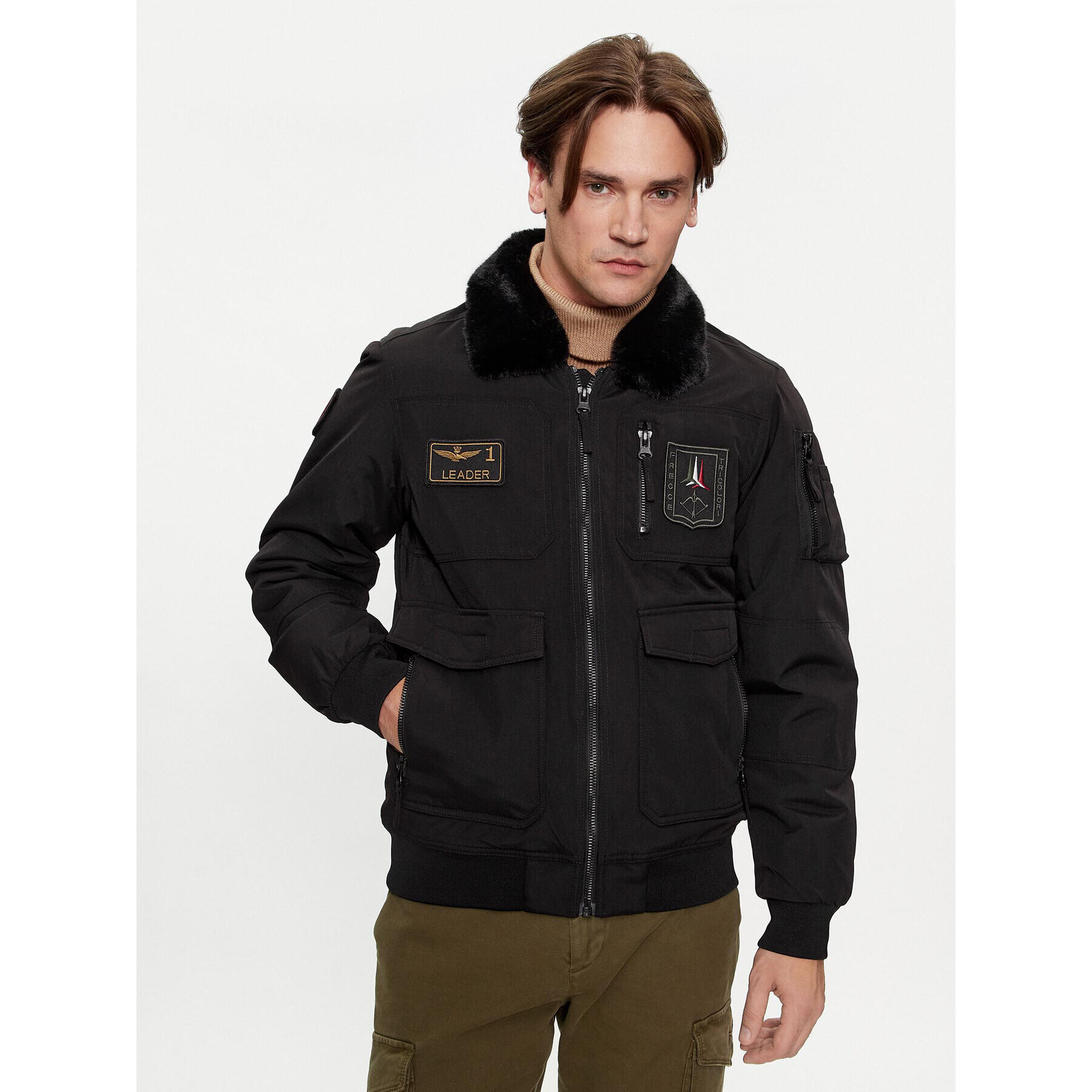 Aeronautica Militare Geacă bomber 232AB2106CT3151 Negru Regular Fit - Pled.ro