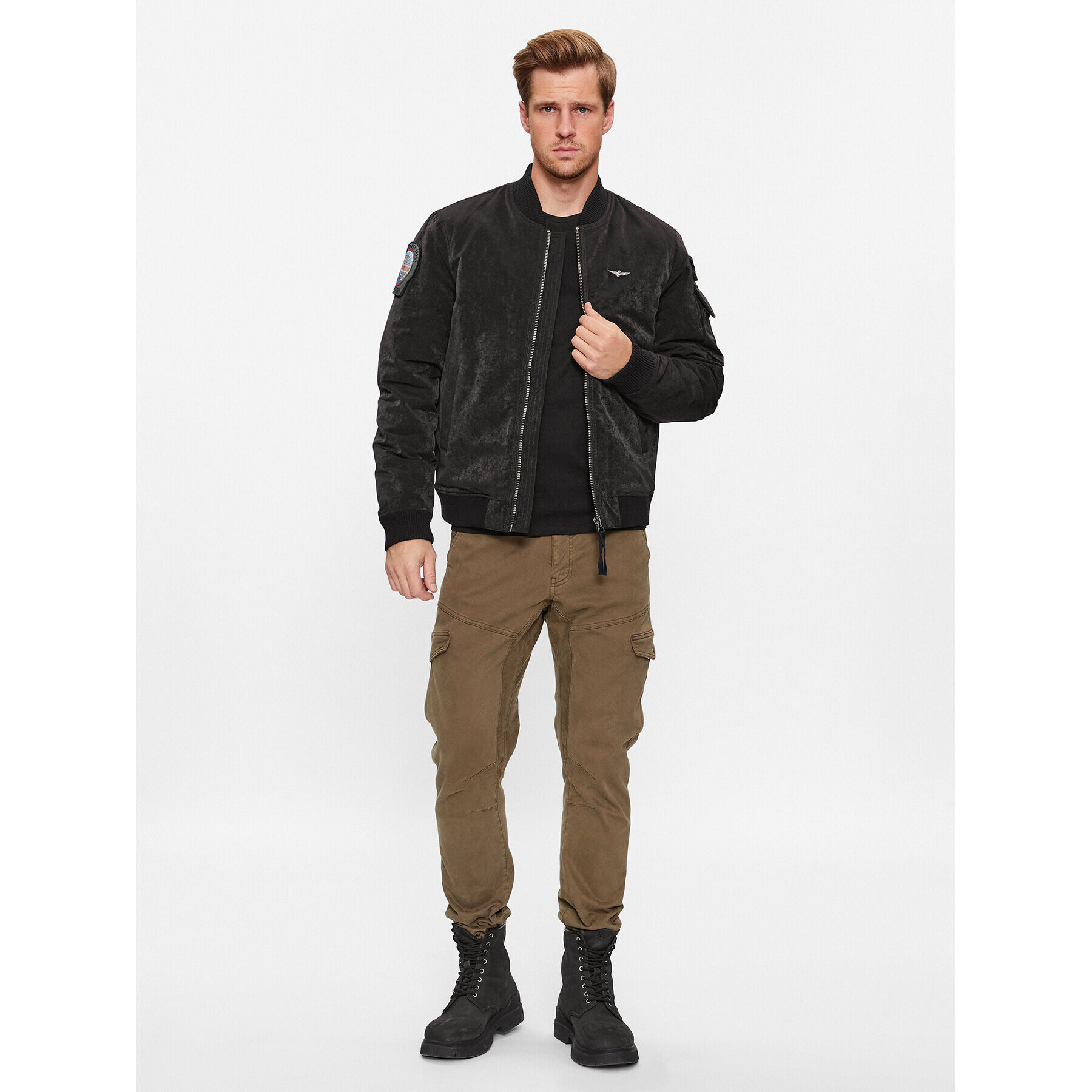 Aeronautica Militare Geacă bomber 232AB2113CT3160 Negru Regular Fit - Pled.ro