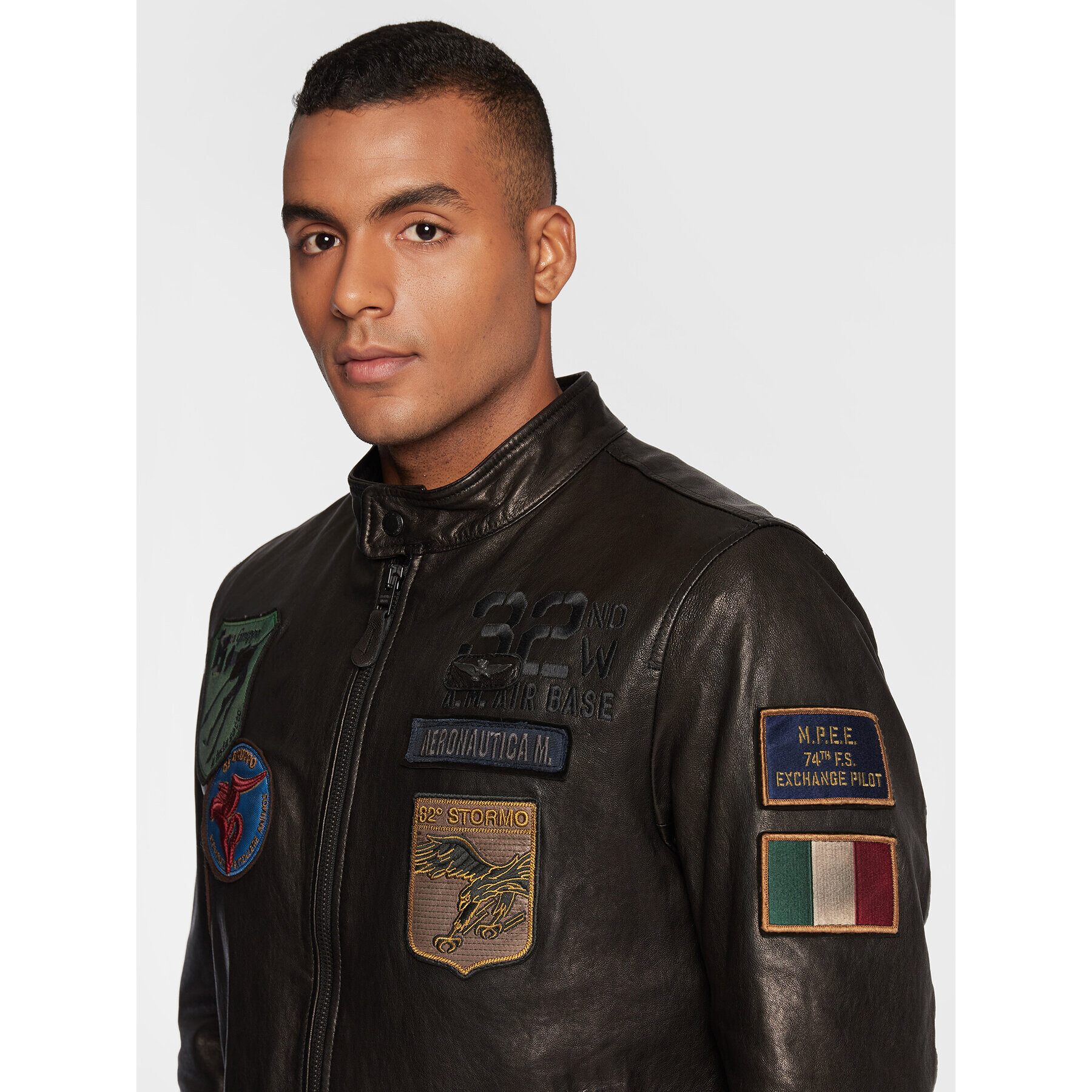 Aeronautica Militare Geacă de piele 222PN923PL183 Negru Regular Fit - Pled.ro