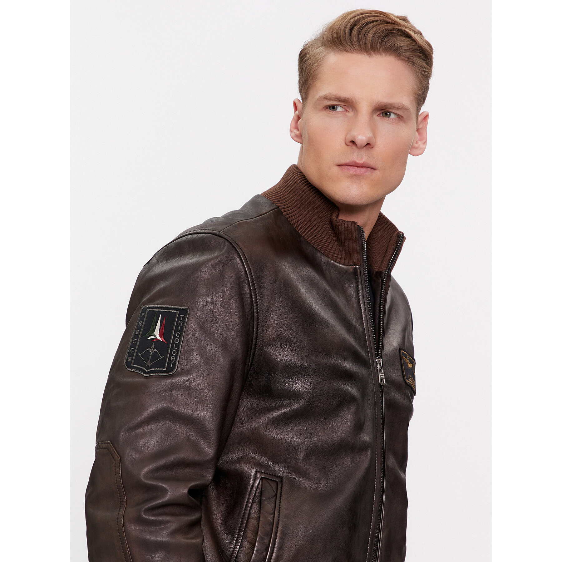 Aeronautica Militare Geacă de piele 232PN932PL199 Maro Regular Fit - Pled.ro