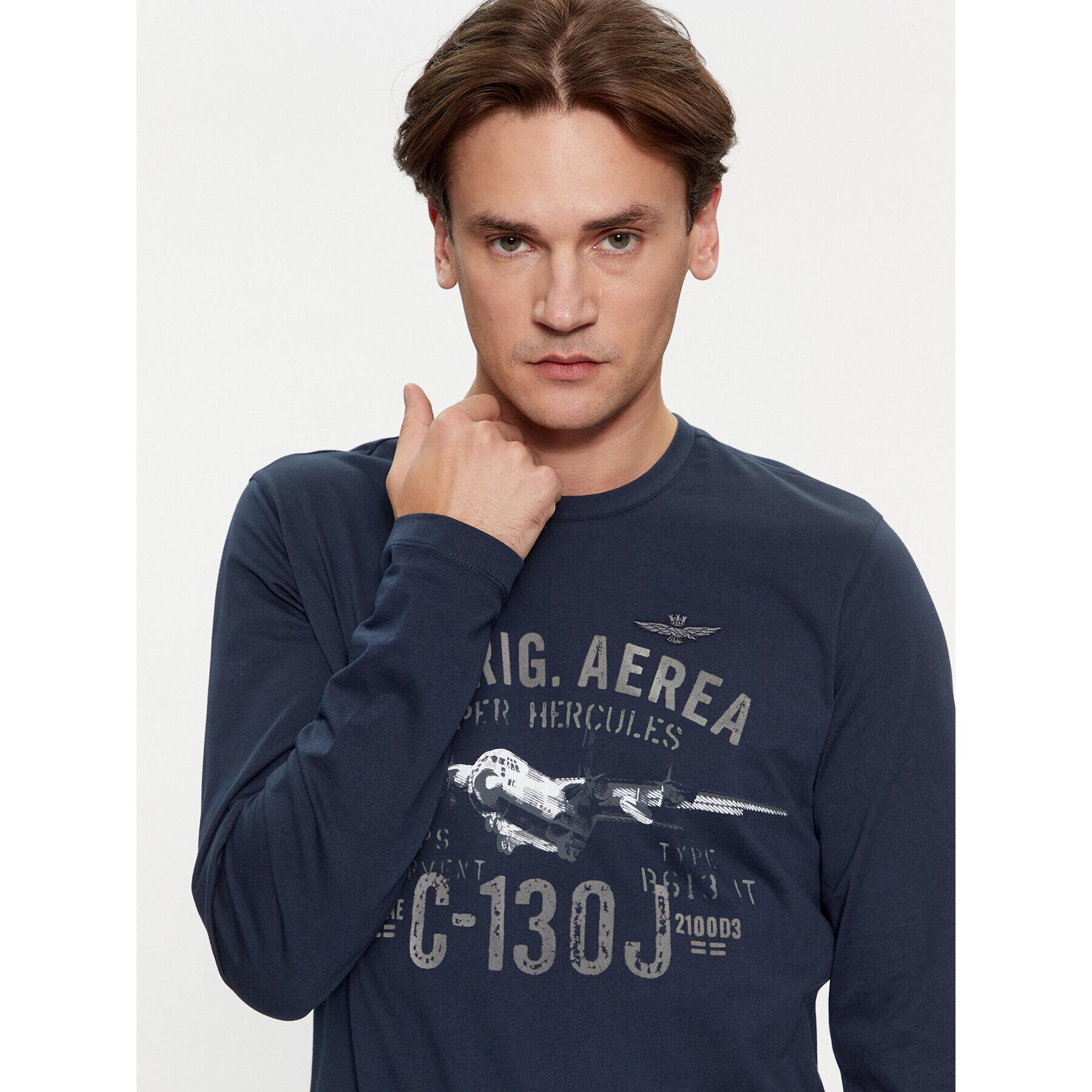 Aeronautica Militare Longsleeve 232TS2144J594 Bleumarin Regular Fit - Pled.ro