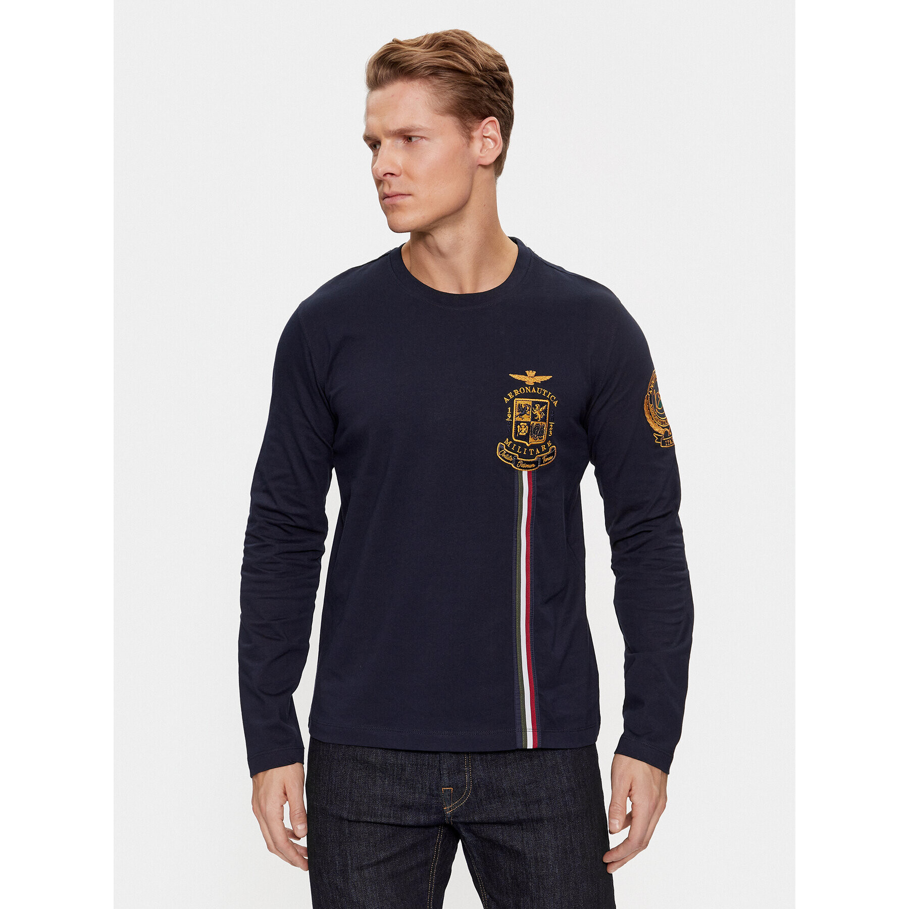 Aeronautica Militare Longsleeve 232TS2186J592 Bleumarin Regular Fit - Pled.ro