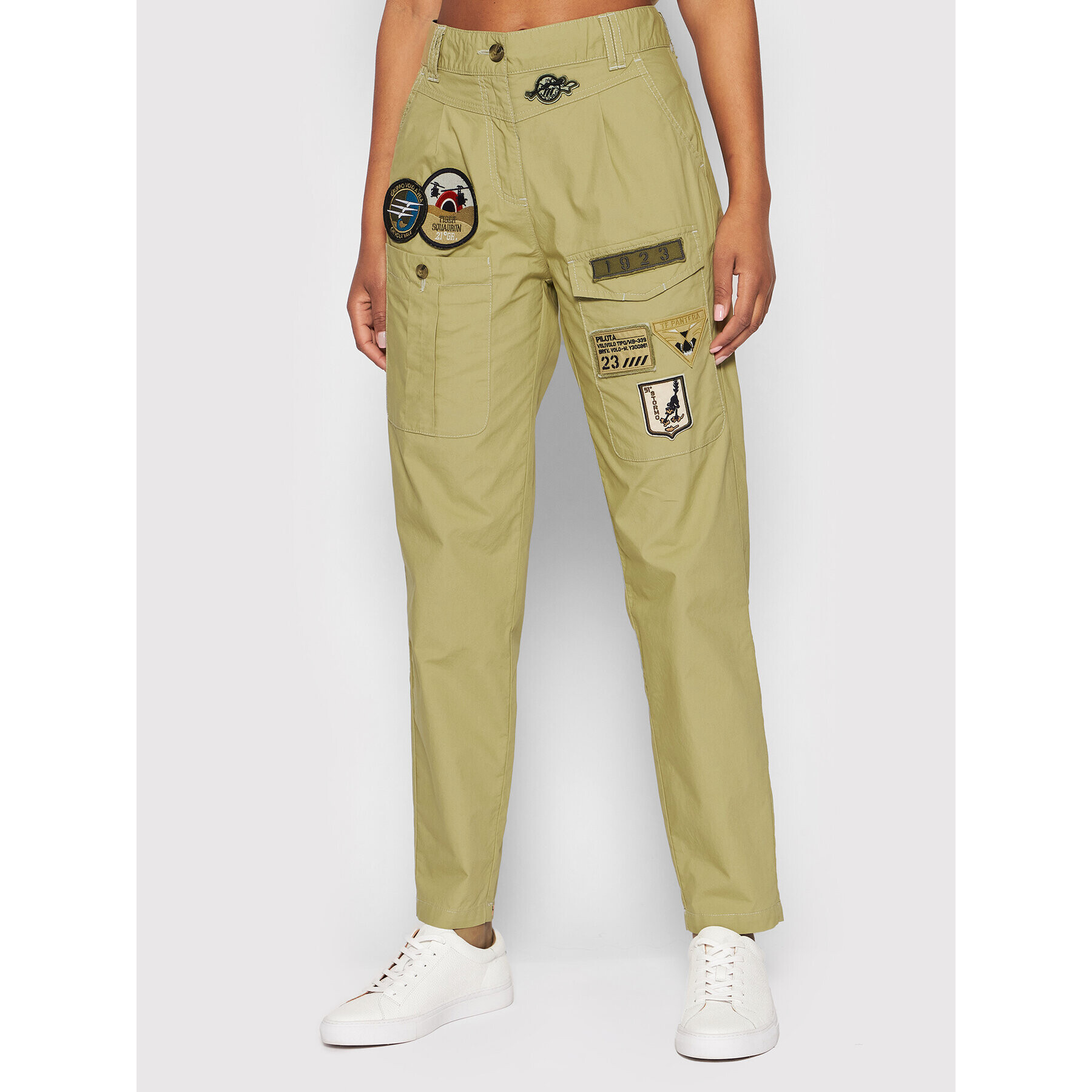 Aeronautica Militare Pantaloni din material 221PA1485DCT2964 Verde Regular Fit - Pled.ro