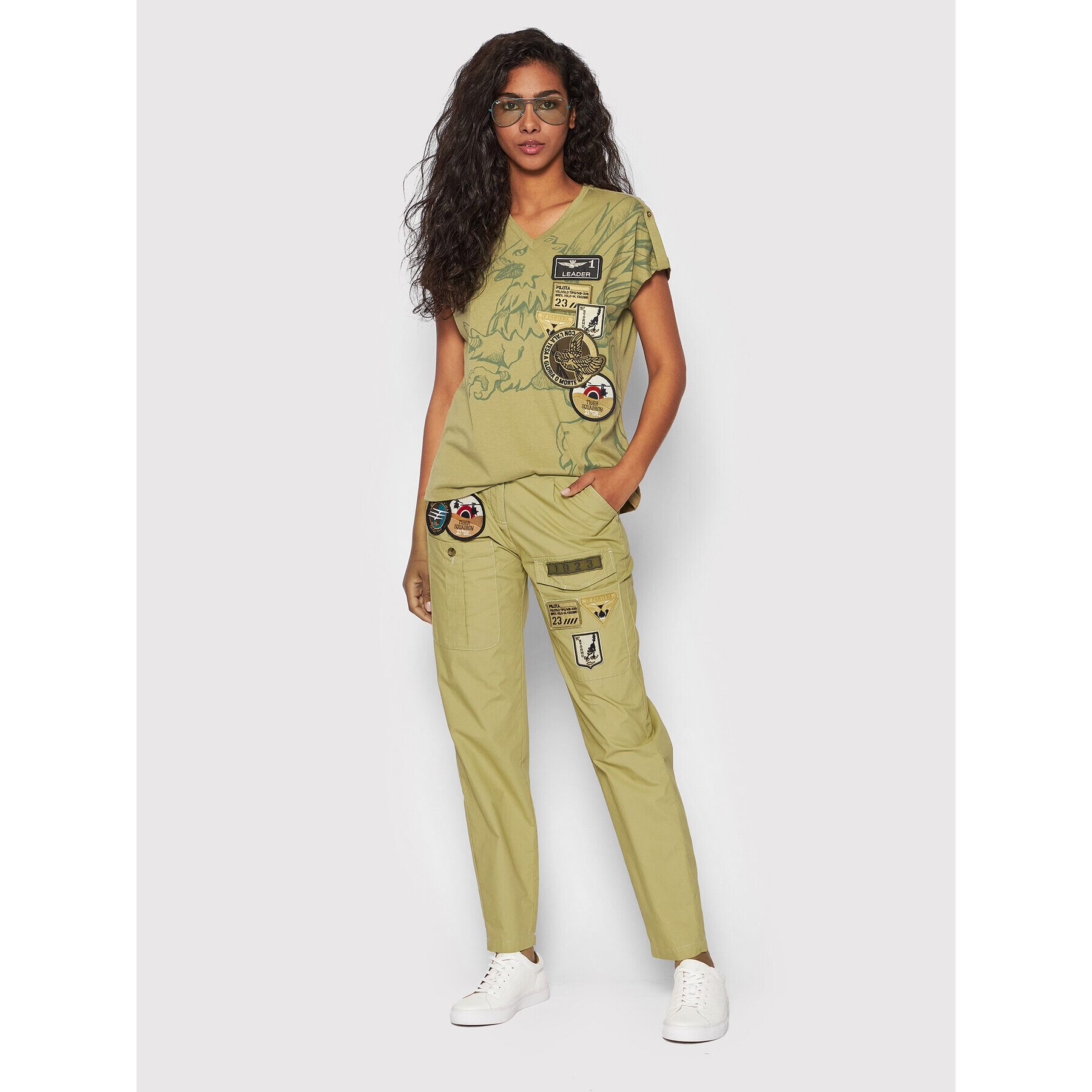 Aeronautica Militare Pantaloni din material 221PA1485DCT2964 Verde Regular Fit - Pled.ro