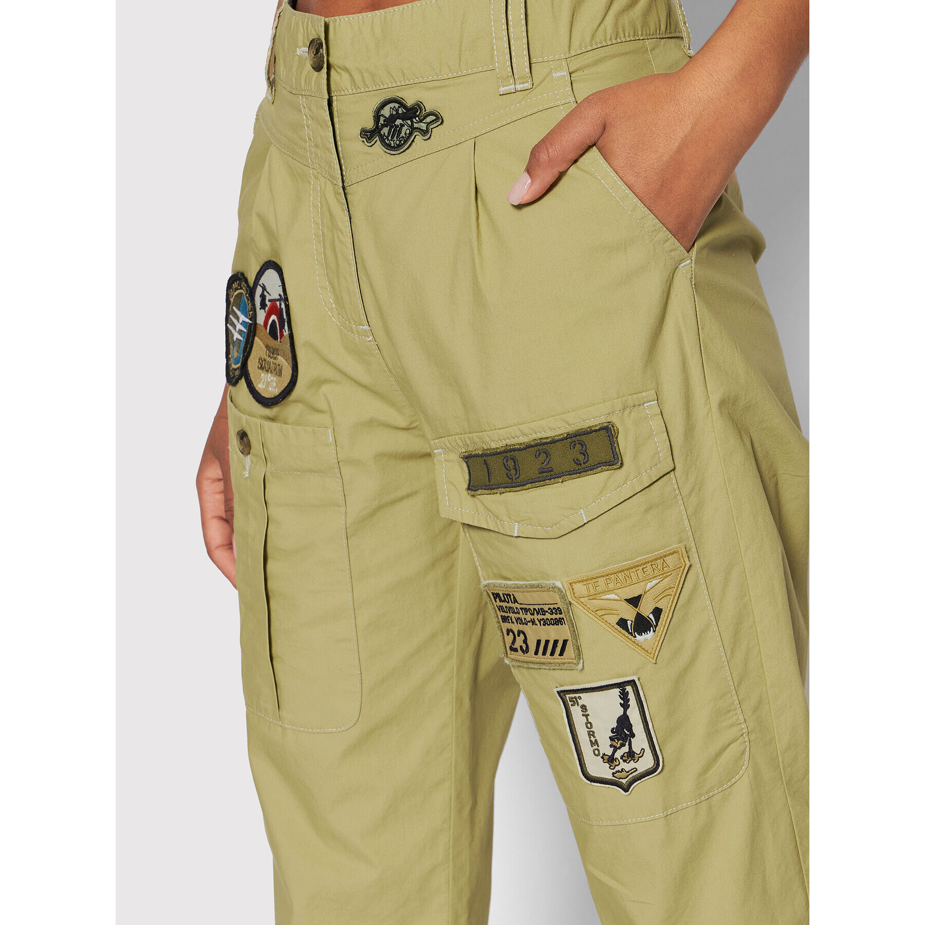 Aeronautica Militare Pantaloni din material 221PA1485DCT2964 Verde Regular Fit - Pled.ro