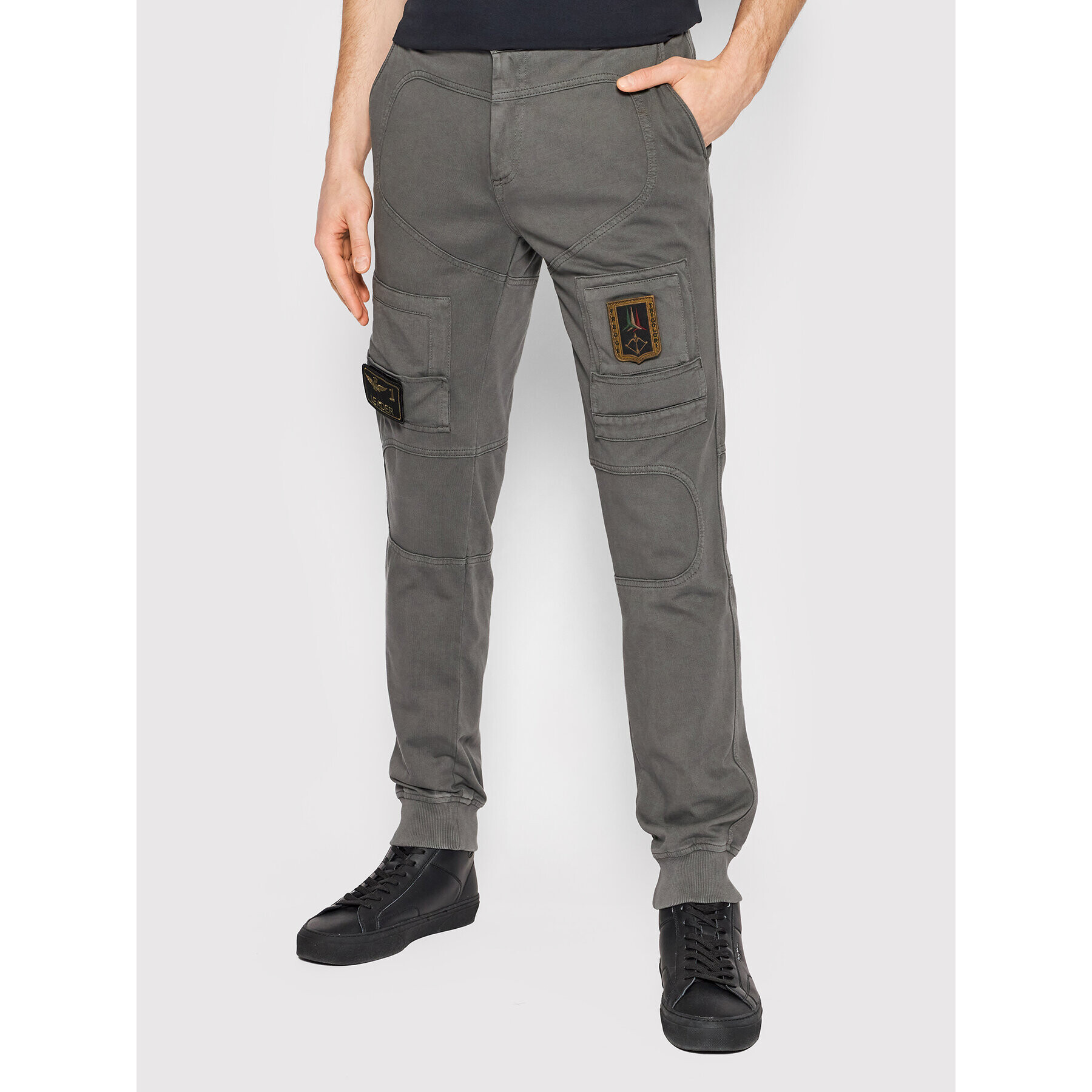 Aeronautica Militare Pantaloni din material 221PF743J217 Gri Regular Fit - Pled.ro