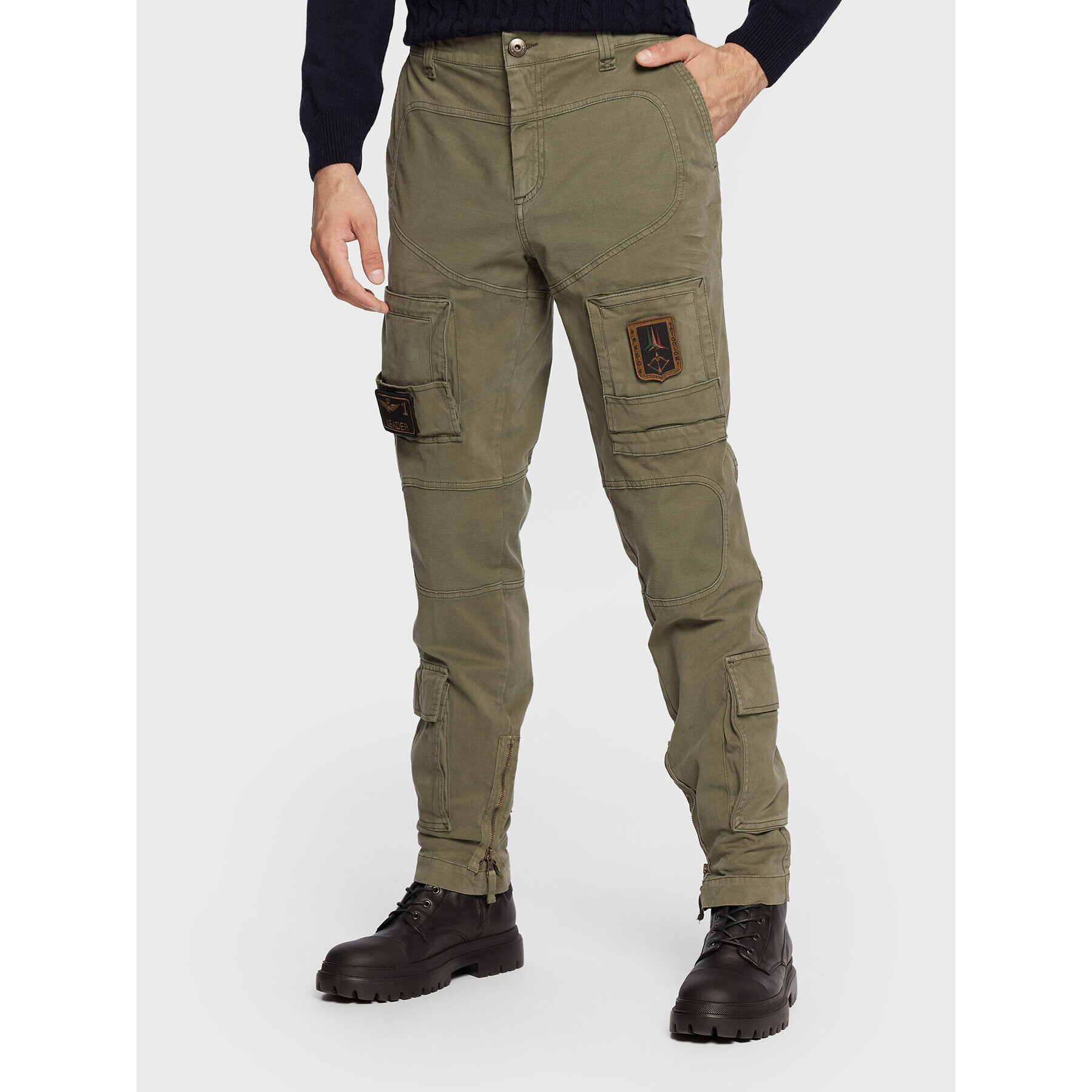 Aeronautica Militare Pantaloni din material 222PA939CT83 Verde Regular Fit - Pled.ro