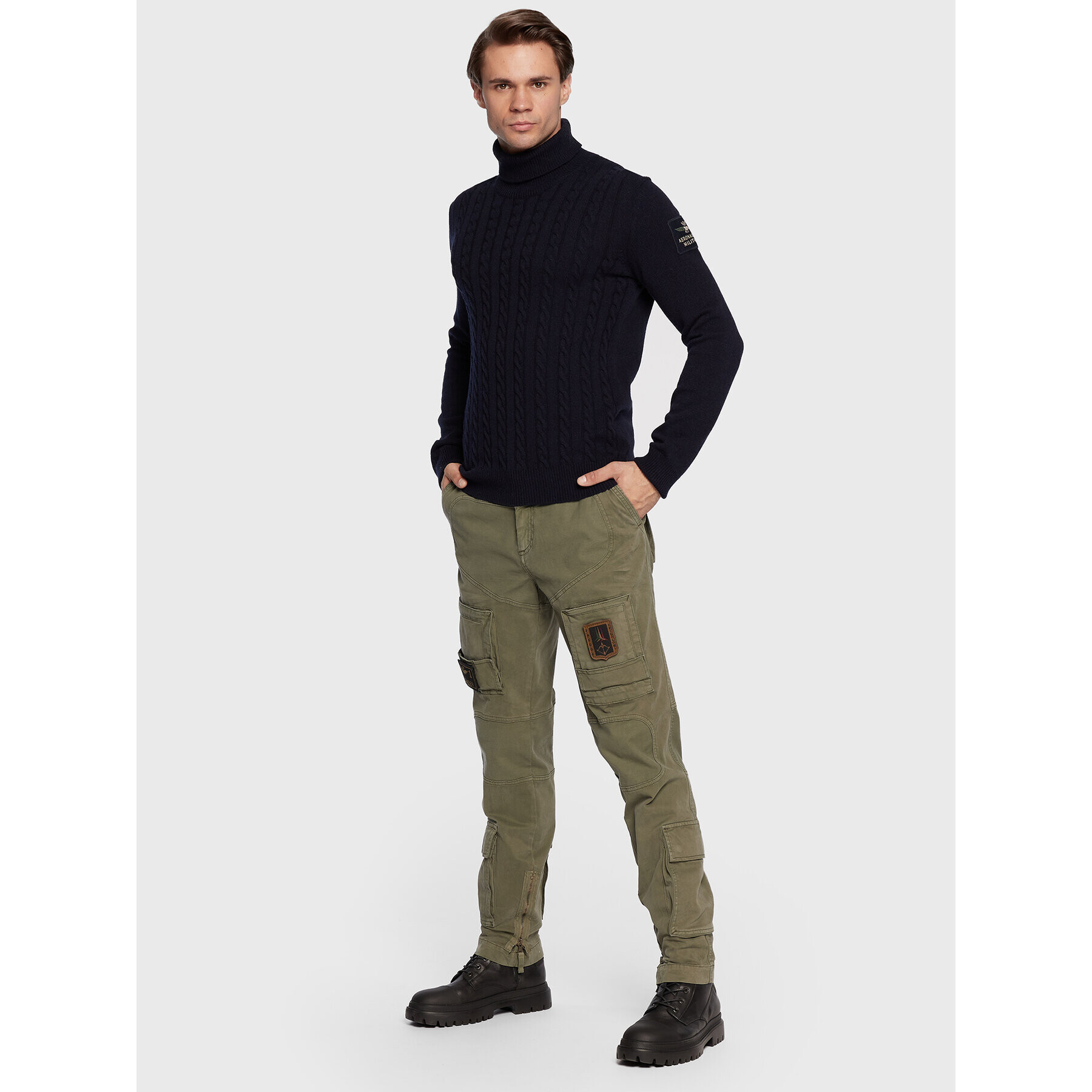 Aeronautica Militare Pantaloni din material 222PA939CT83 Verde Regular Fit - Pled.ro