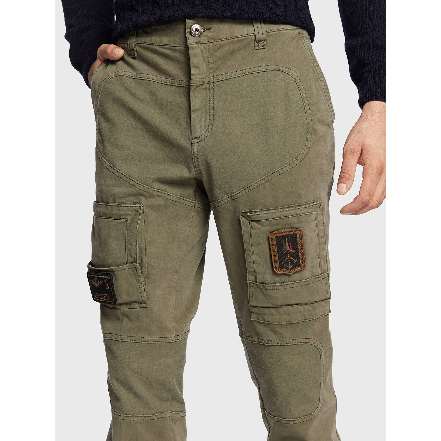 Aeronautica Militare Pantaloni din material 222PA939CT83 Verde Regular Fit - Pled.ro