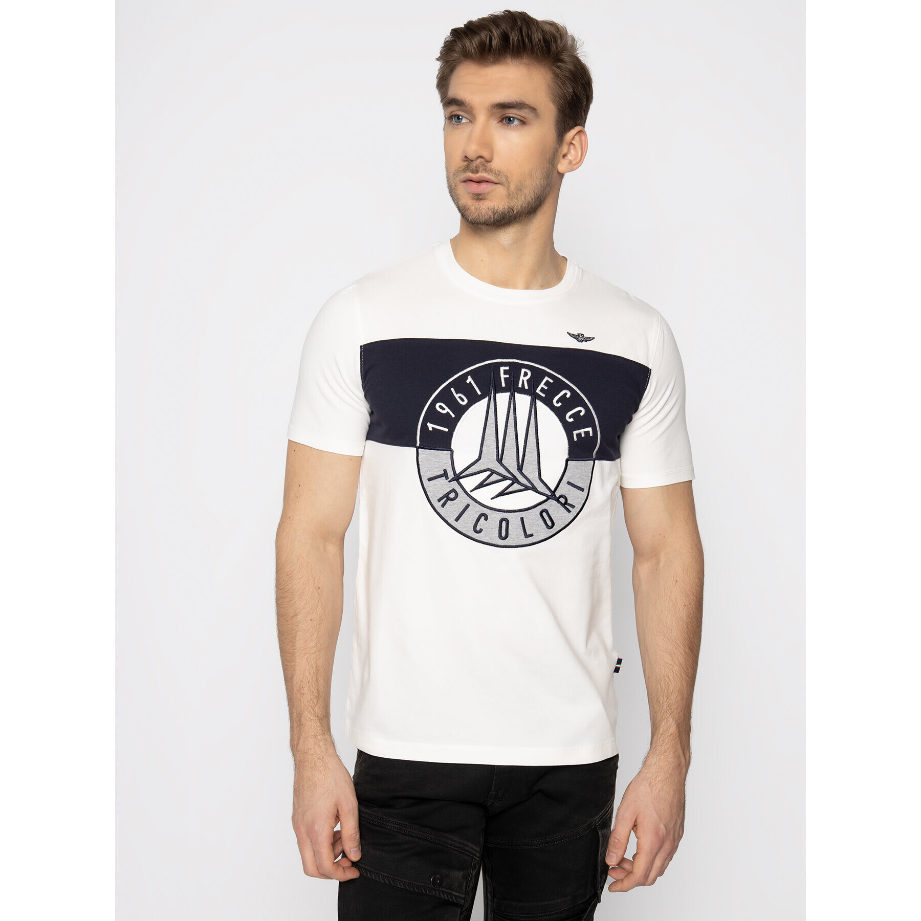 Aeronautica Militare Tricou 201TS1698J469 Alb Regular Fit - Pled.ro