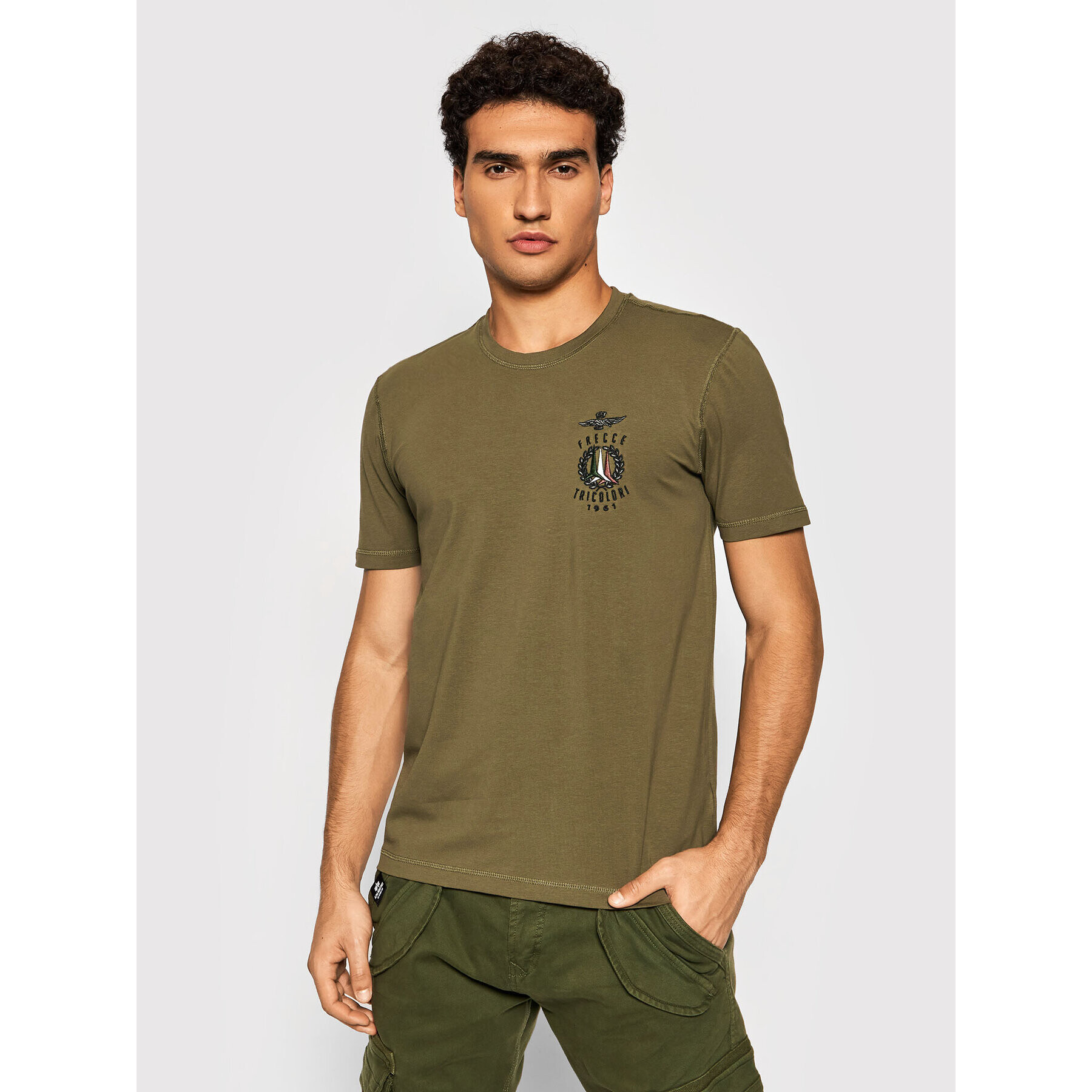 Aeronautica Militare Tricou 212TS1893J507 Verde Regular Fit - Pled.ro