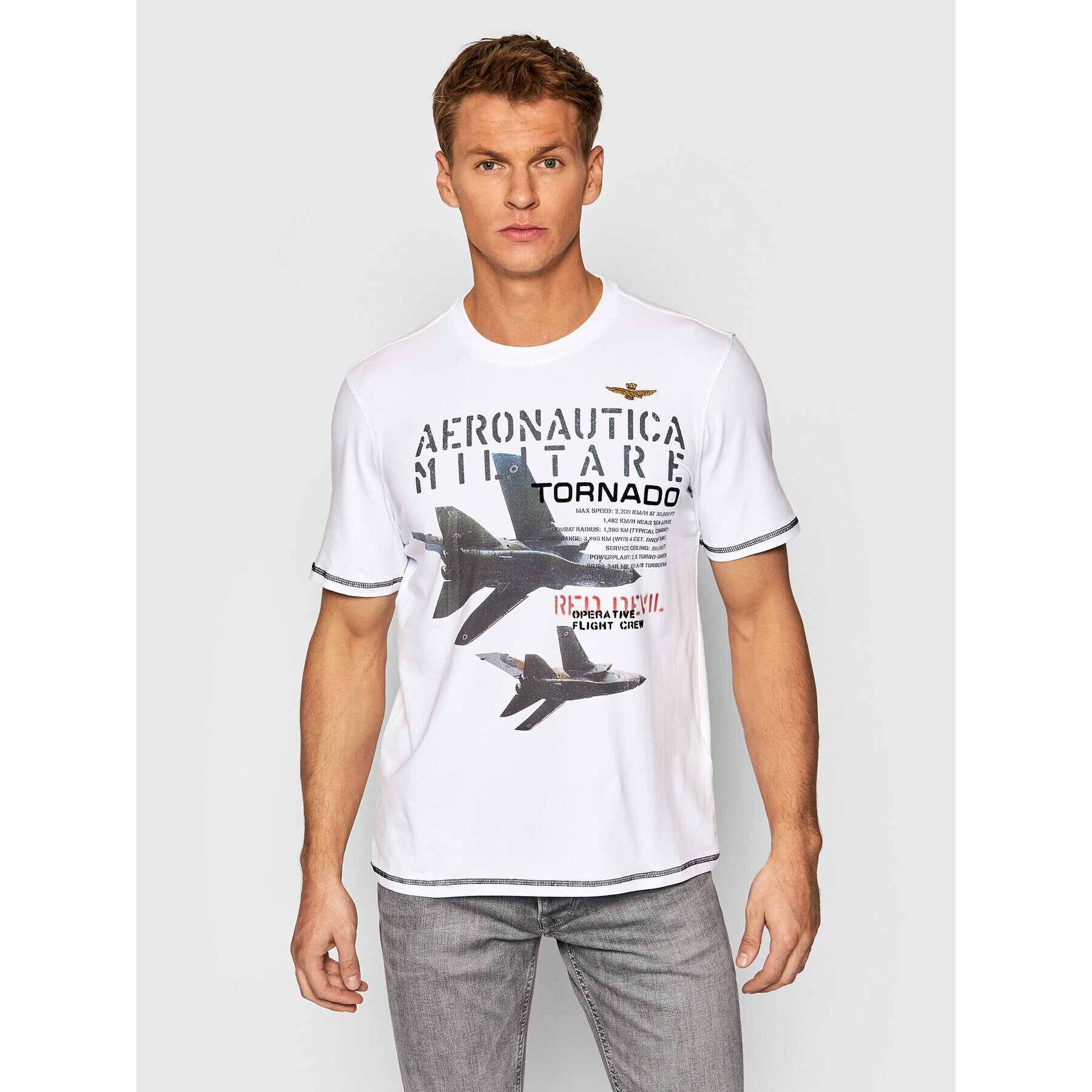 Aeronautica Militare Tricou 212TS1912J469 Alb Regular Fit - Pled.ro