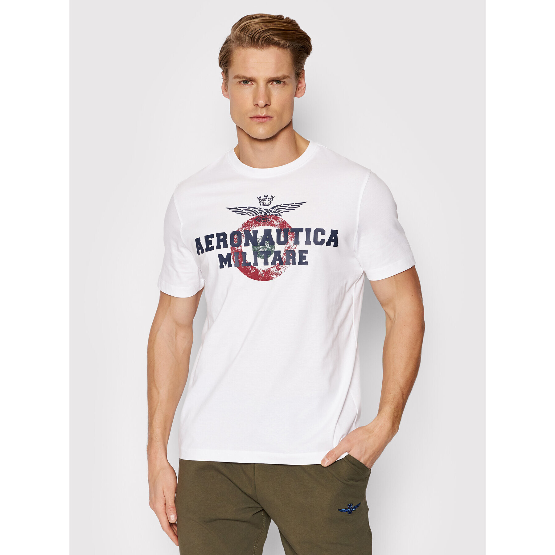 Aeronautica Militare Tricou 221TS1843J511 Alb Regular Fit - Pled.ro