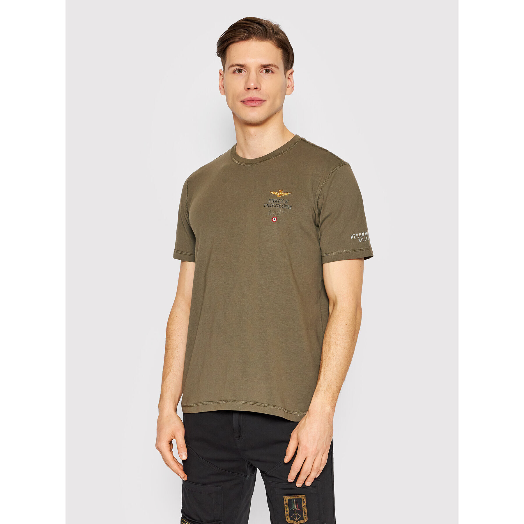 Aeronautica Militare Tricou 221TS1947J507 Verde Regular Fit - Pled.ro