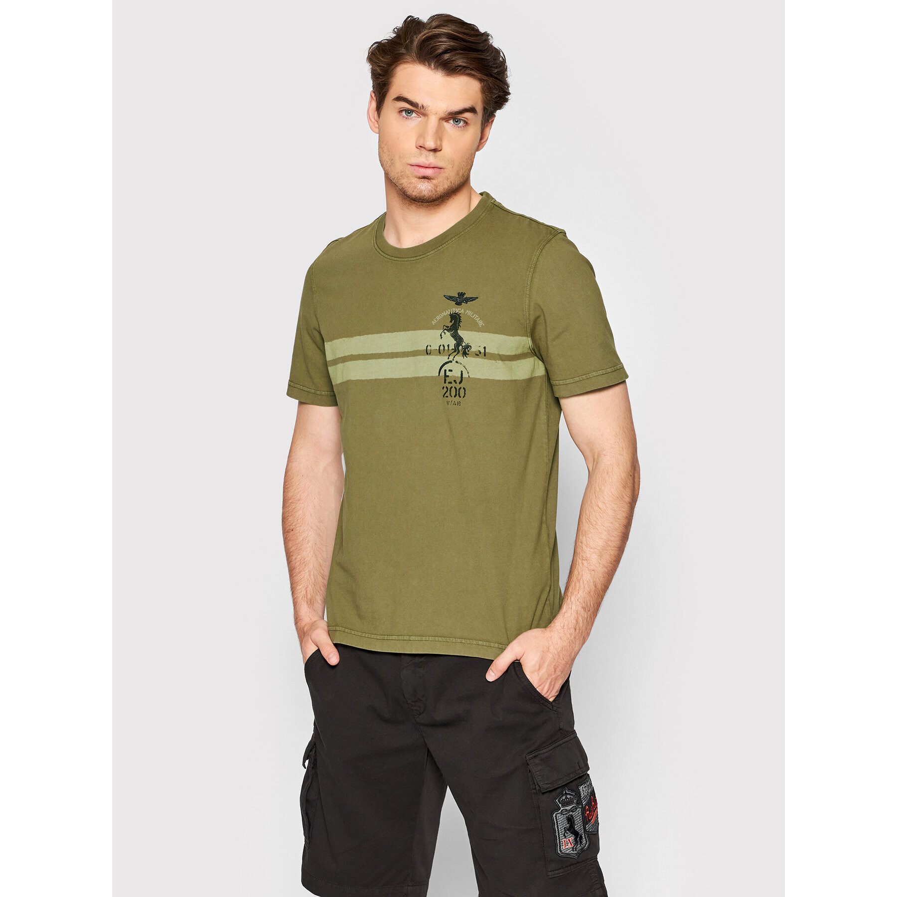 Aeronautica Militare Tricou 221TS1957J539 Verde Regular Fit - Pled.ro