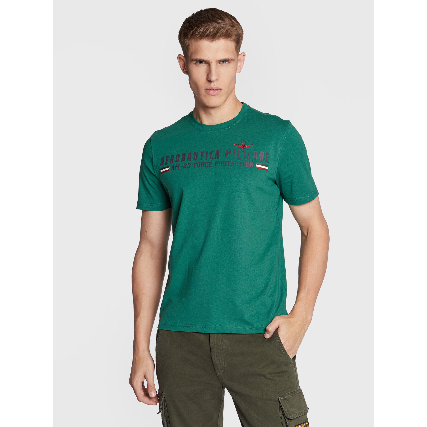 Aeronautica Militare Tricou 222TS1942J538 Verde Regular Fit - Pled.ro