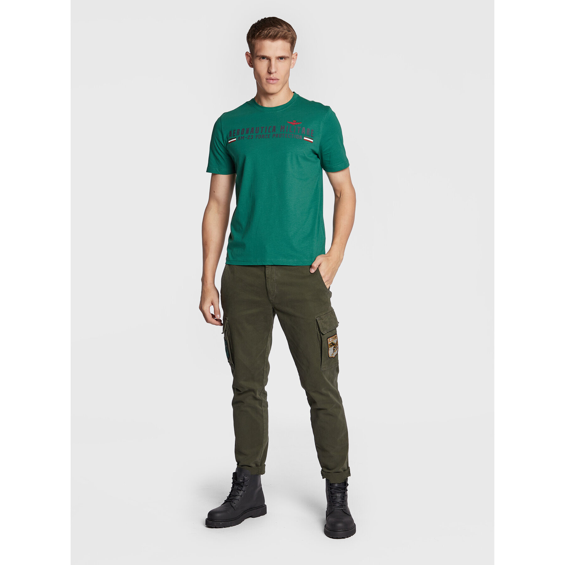 Aeronautica Militare Tricou 222TS1942J538 Verde Regular Fit - Pled.ro