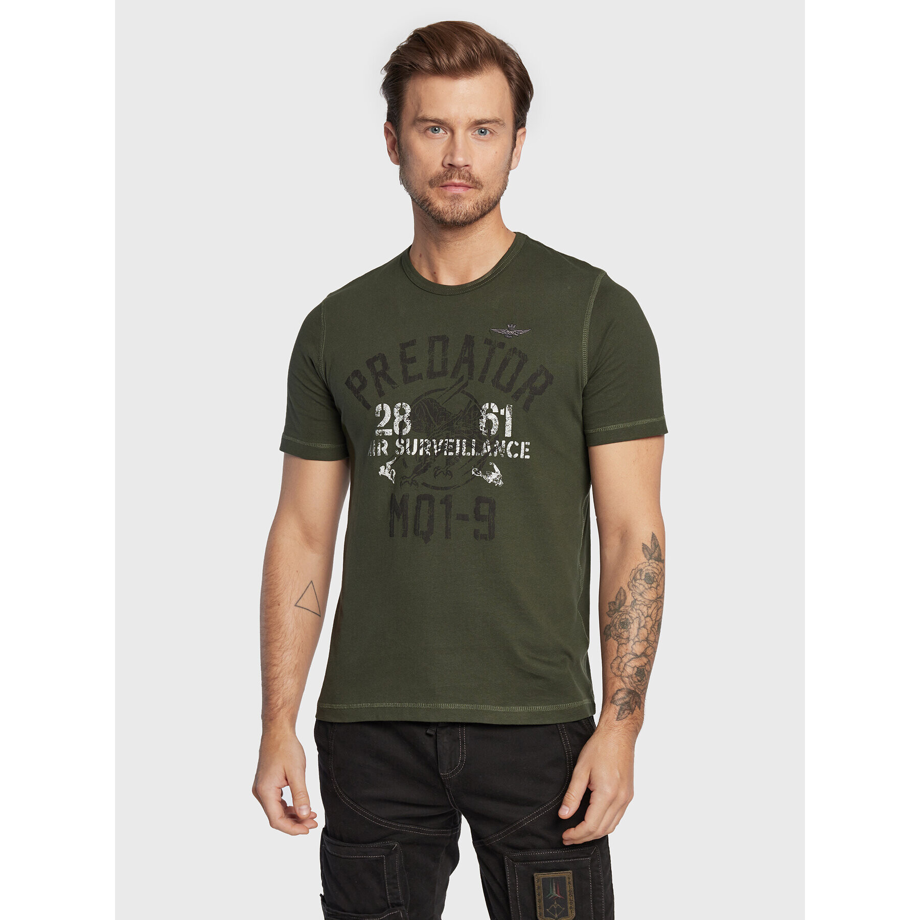 Aeronautica Militare Tricou 222TS2010J569 Verde Regular Fit - Pled.ro