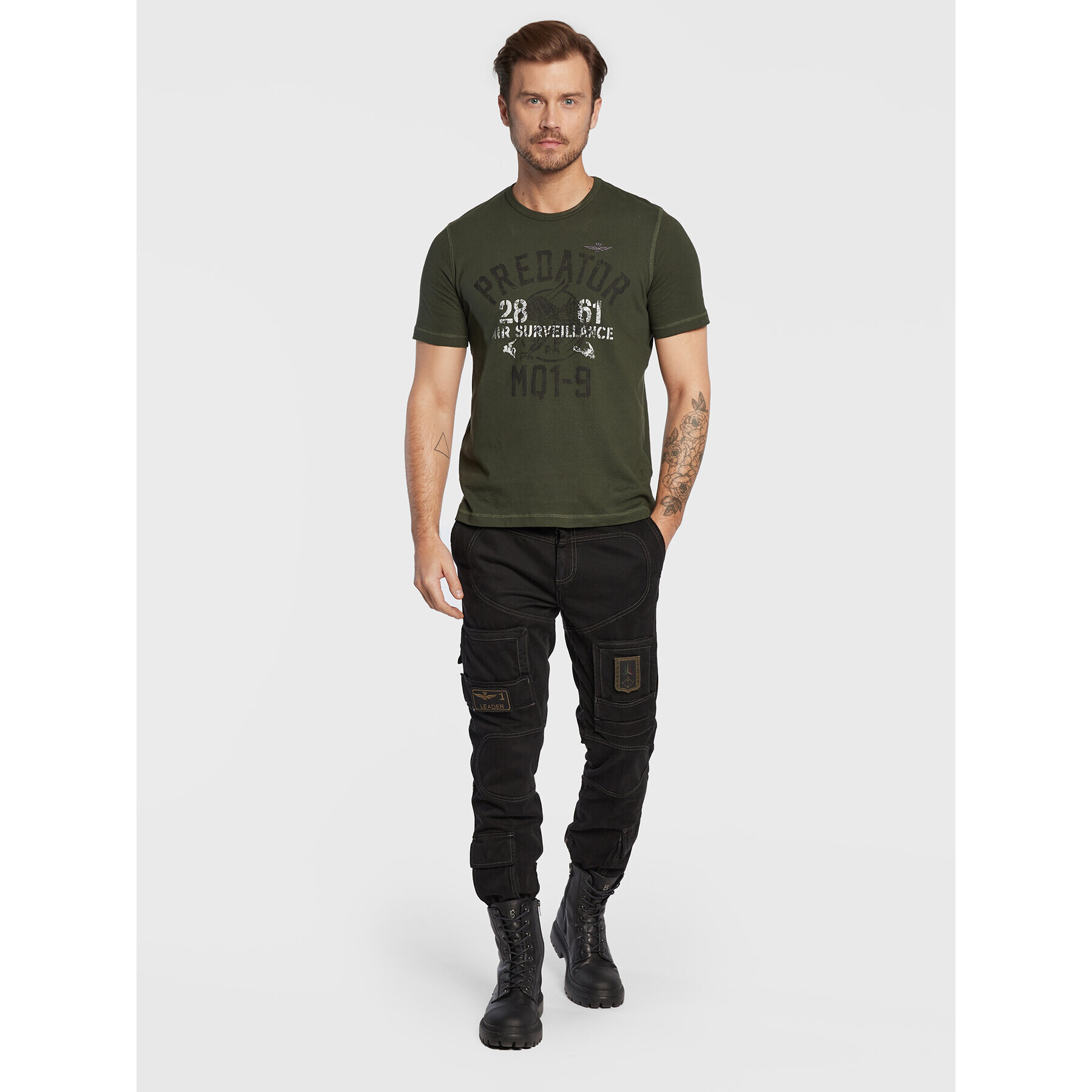 Aeronautica Militare Tricou 222TS2010J569 Verde Regular Fit - Pled.ro