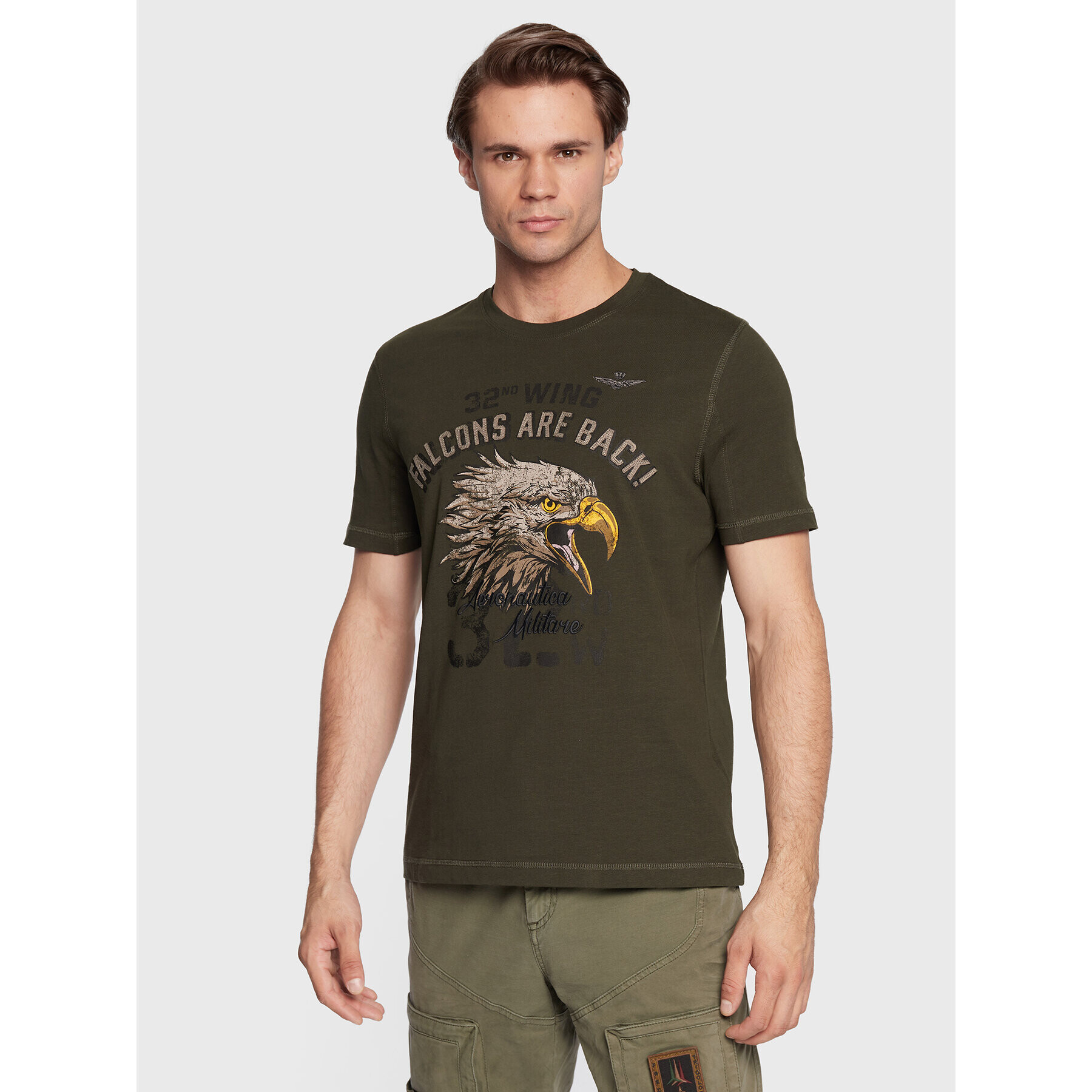 Aeronautica Militare Tricou 222TS2014J569 Verde Regular Fit - Pled.ro