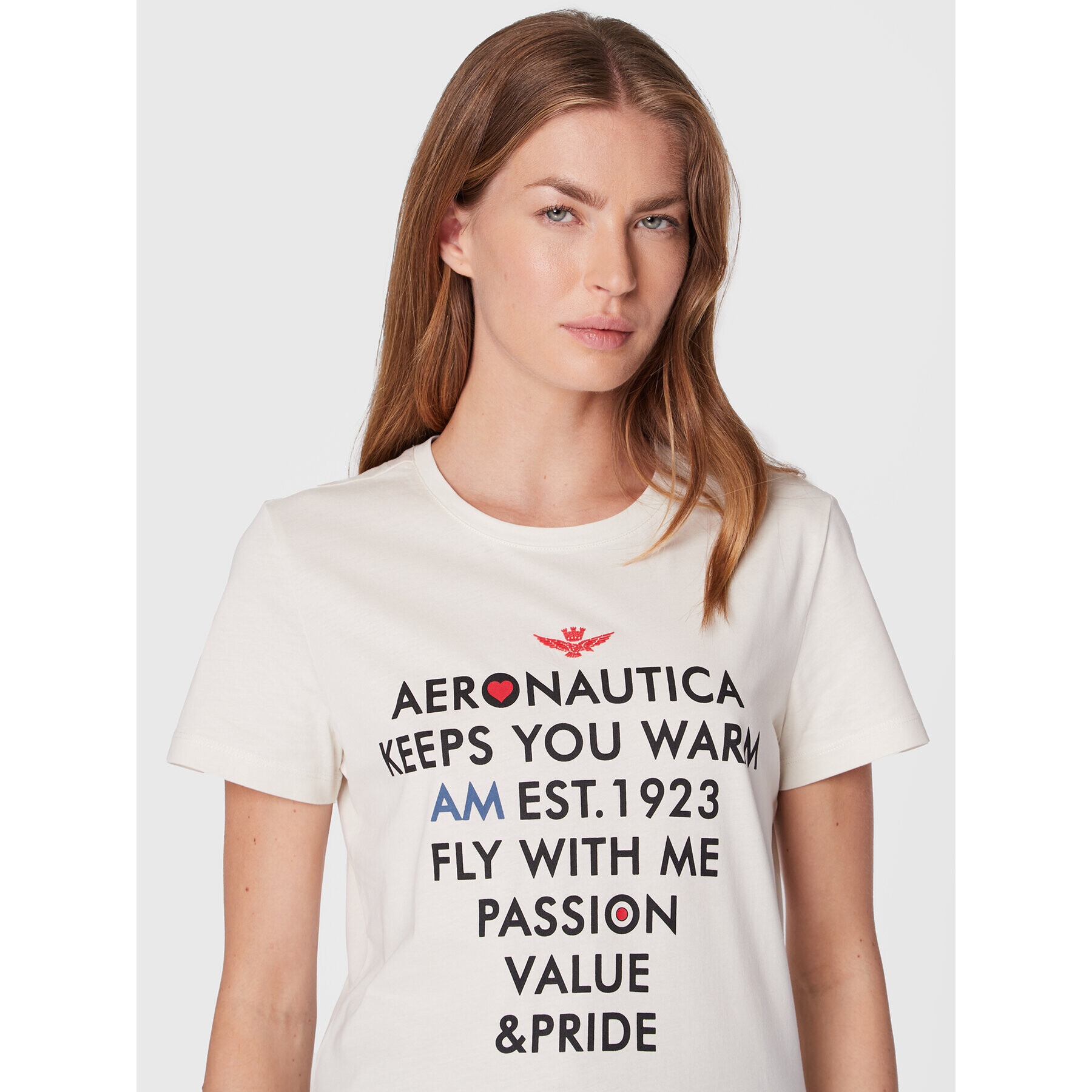 Aeronautica Militare Tricou 222TS2037DJ496 Bej Regular Fit - Pled.ro