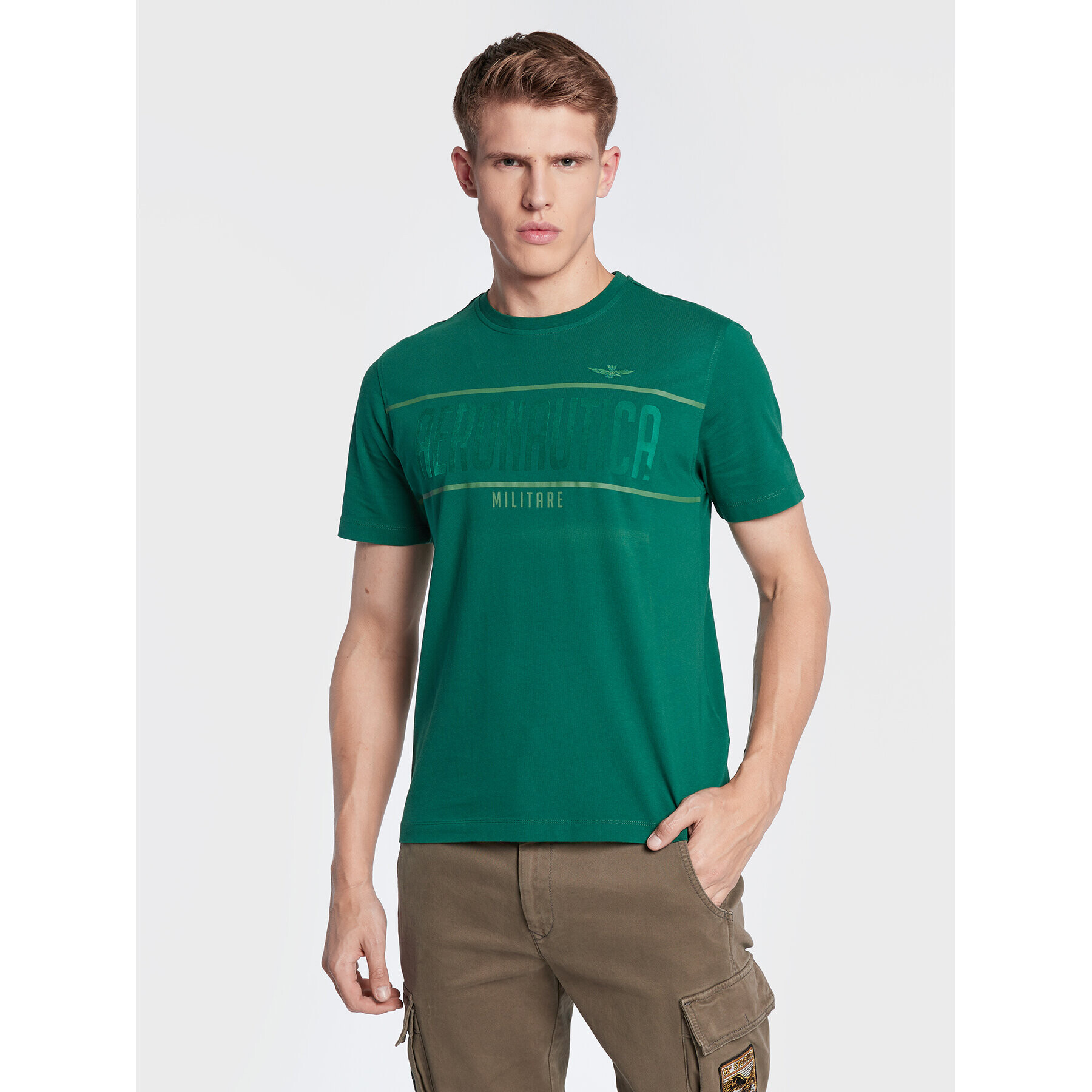 Aeronautica Militare Tricou 222TS2047J550 Verde Comfort Fit - Pled.ro