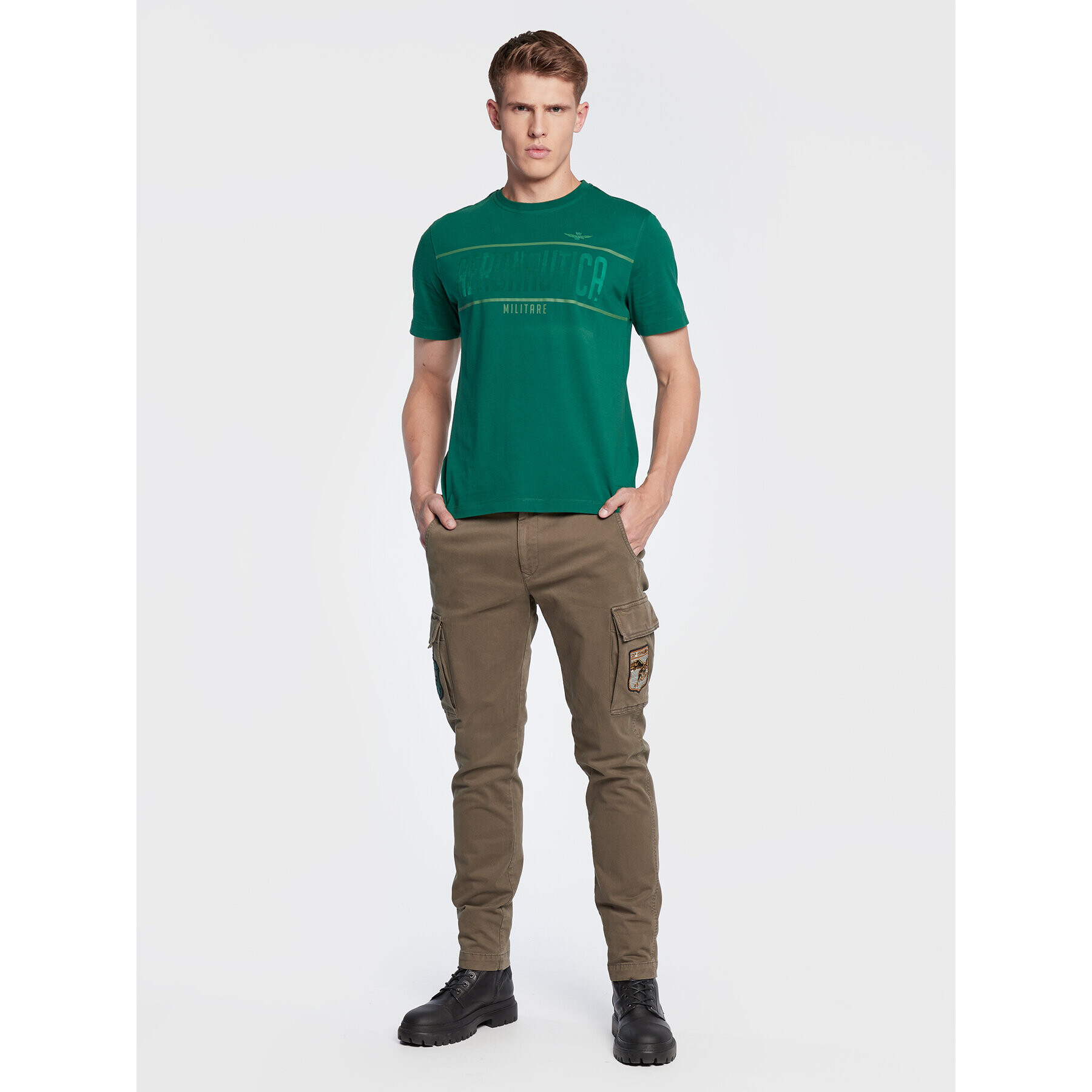 Aeronautica Militare Tricou 222TS2047J550 Verde Comfort Fit - Pled.ro