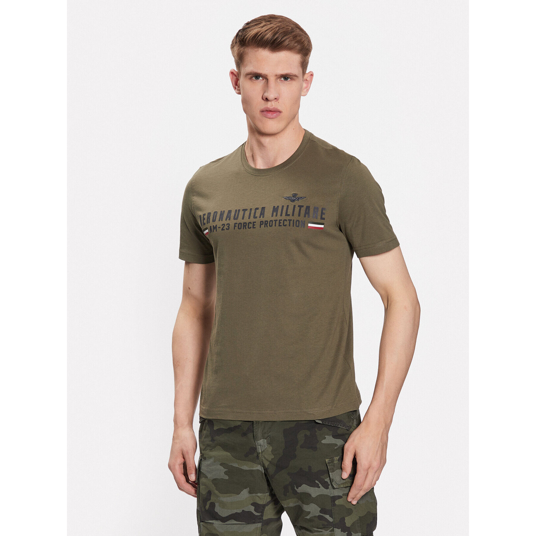 Aeronautica Militare Tricou 231TS1942J538 Verde Regular Fit - Pled.ro