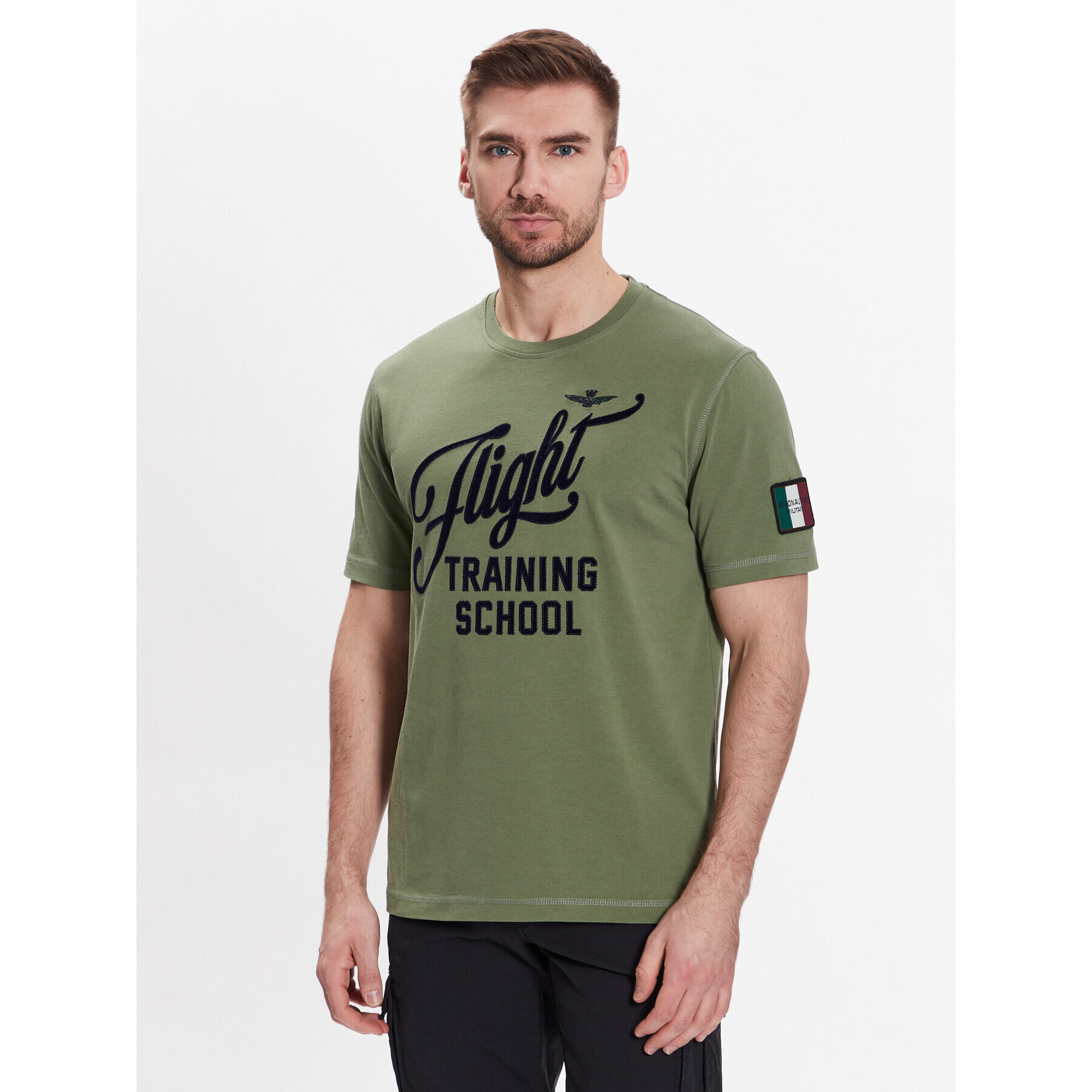 Aeronautica Militare Tricou 231TS2050J565 Verde Regular Fit - Pled.ro