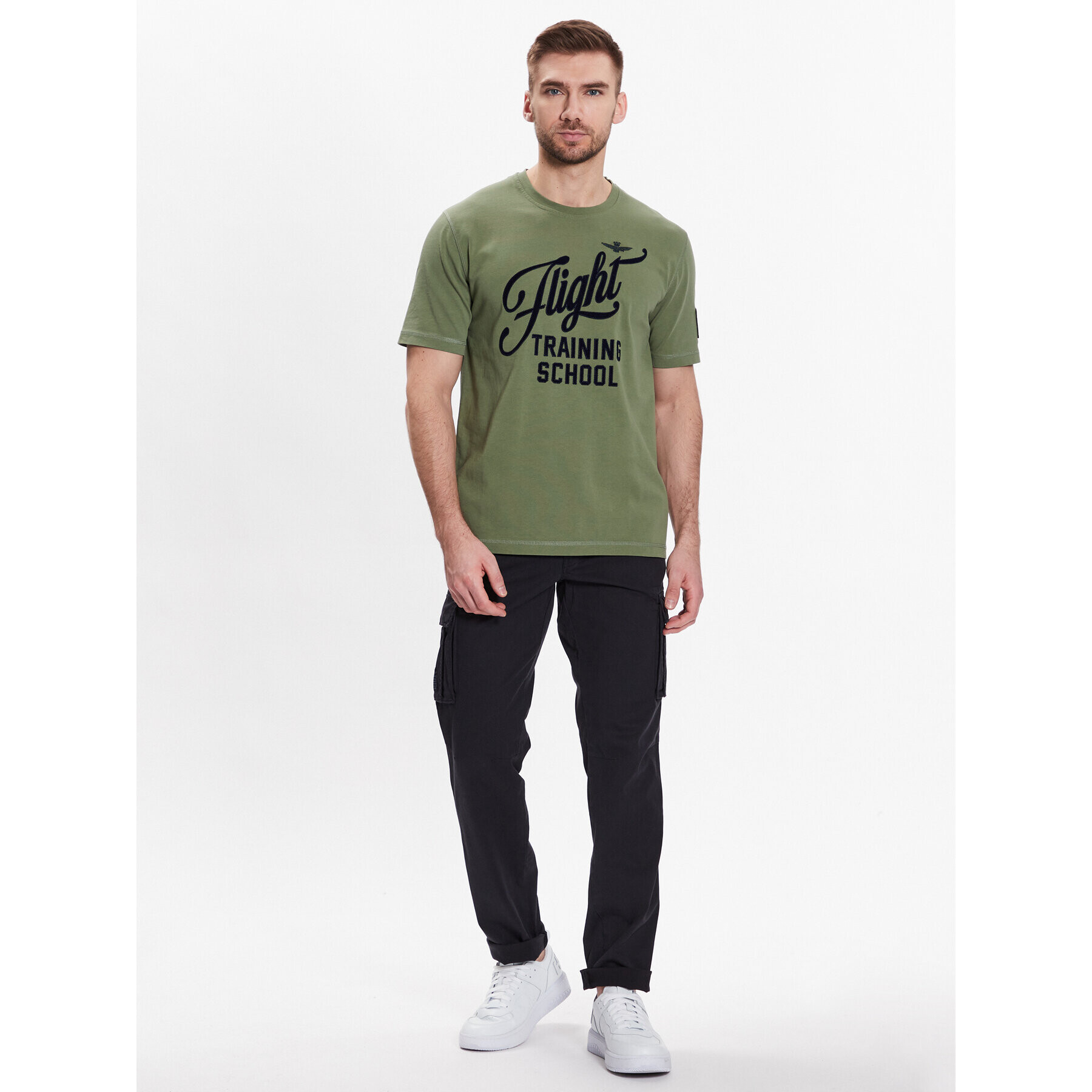 Aeronautica Militare Tricou 231TS2050J565 Verde Regular Fit - Pled.ro