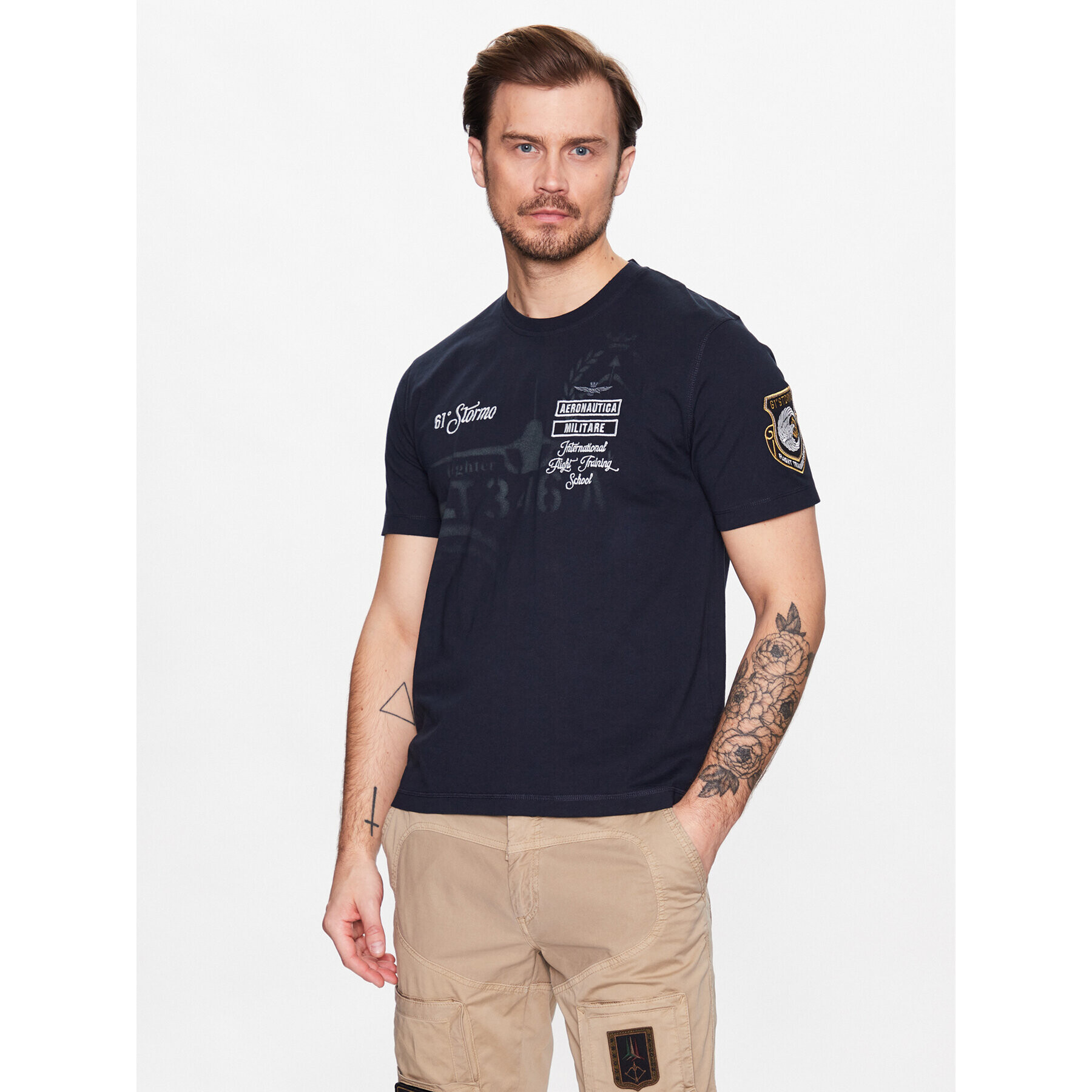 Aeronautica Militare Tricou 231TS2055J584 Bleumarin Regular Fit - Pled.ro