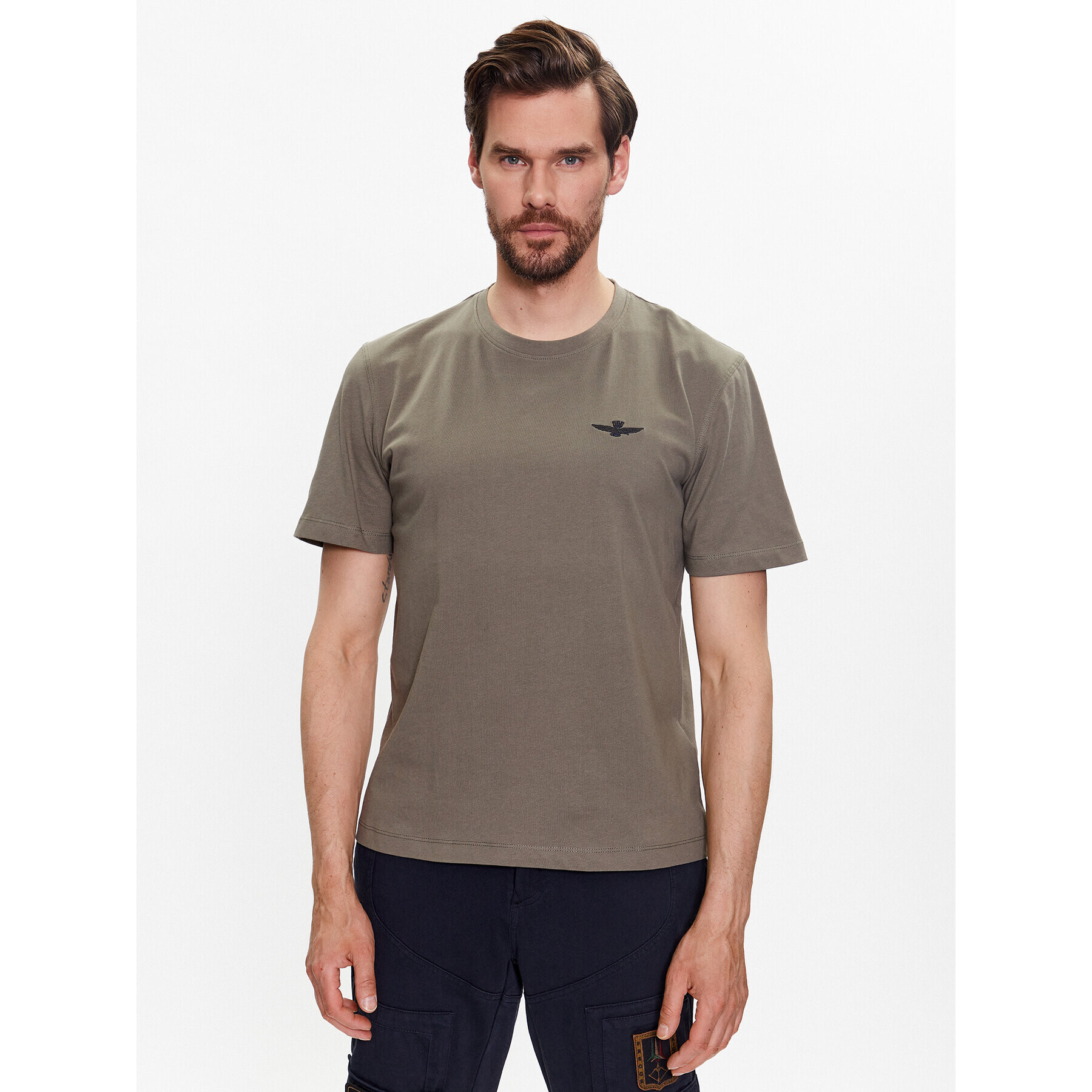 Aeronautica Militare Tricou 231TS2065J592 Verde Regular Fit - Pled.ro