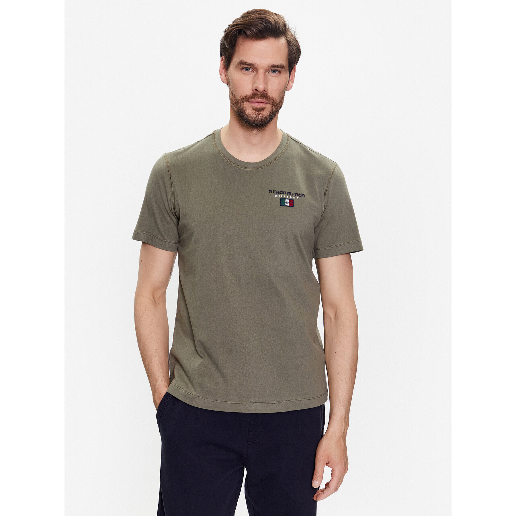 Aeronautica Militare Tricou 231TS2068J602 Verde Regular Fit - Pled.ro