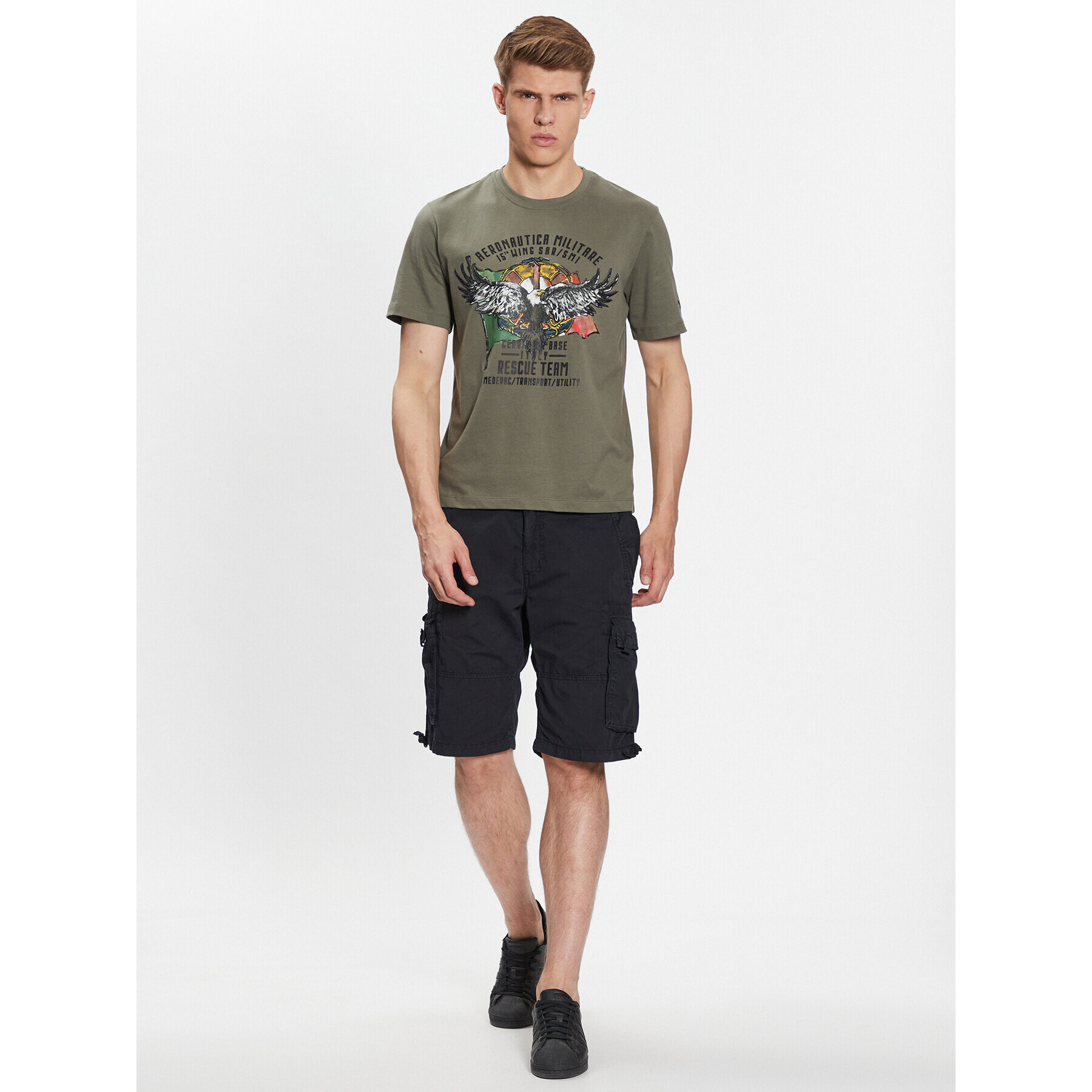 Aeronautica Militare Tricou 231TS2074J558 Verde Regular Fit - Pled.ro