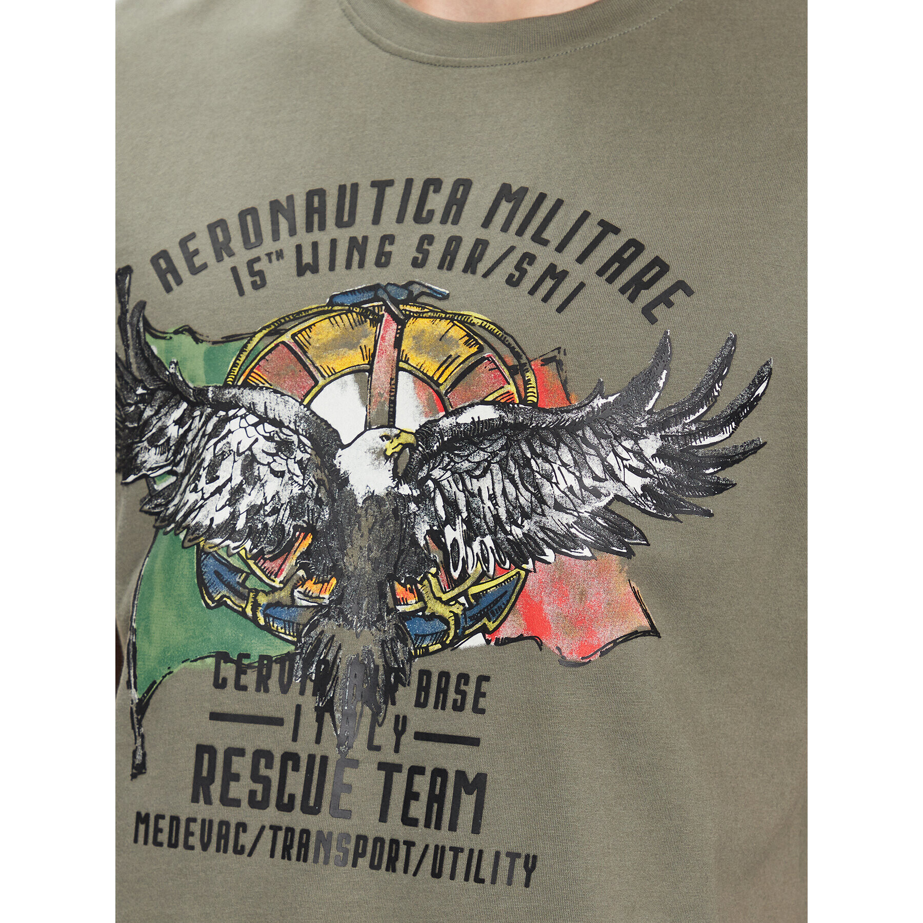 Aeronautica Militare Tricou 231TS2074J558 Verde Regular Fit - Pled.ro