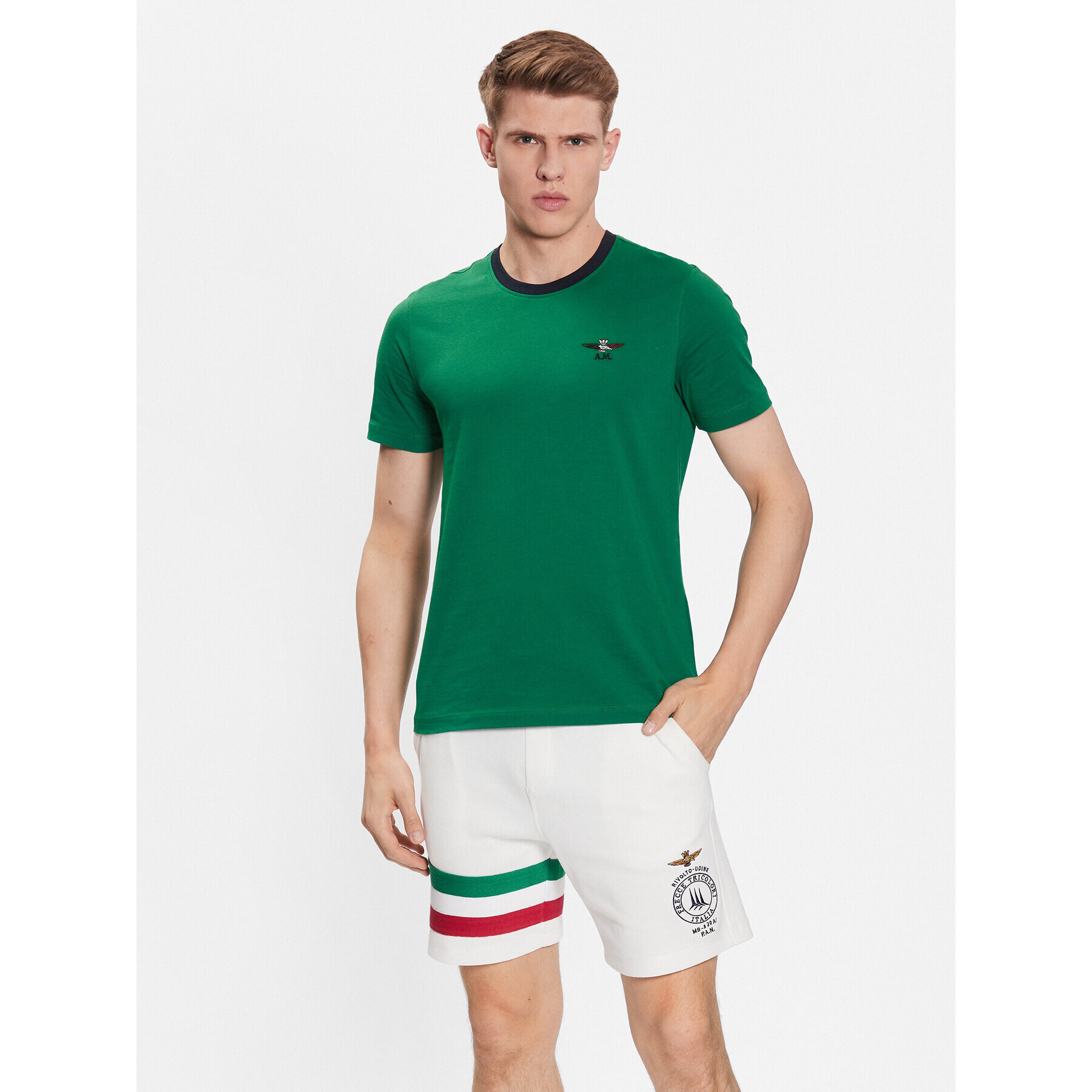 Aeronautica Militare Tricou 231TS2076J599 Verde Regular Fit - Pled.ro