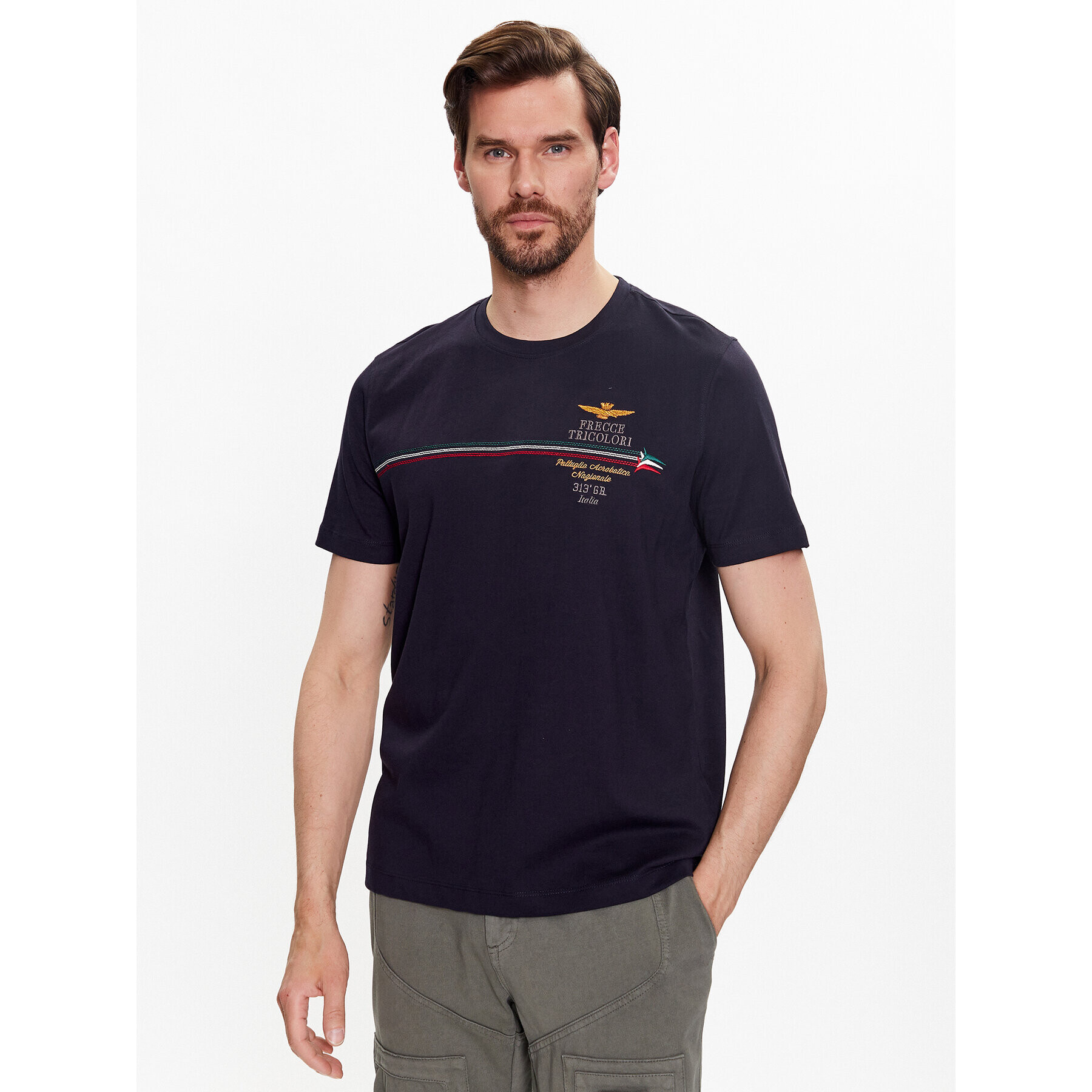 Aeronautica Militare Tricou 231TS2078J592 Bleumarin Regular Fit - Pled.ro