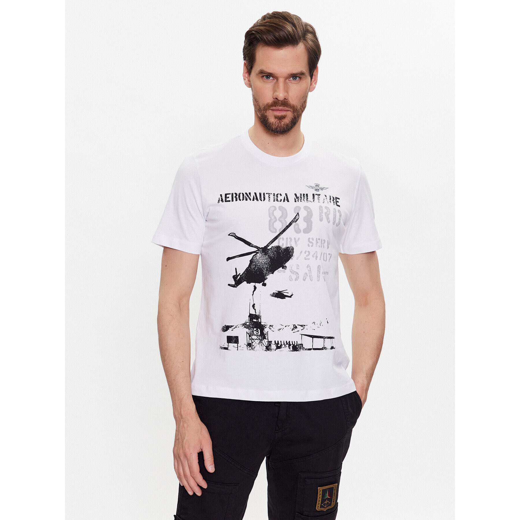 Aeronautica Militare Tricou 231TS2091J538 Alb Regular Fit - Pled.ro